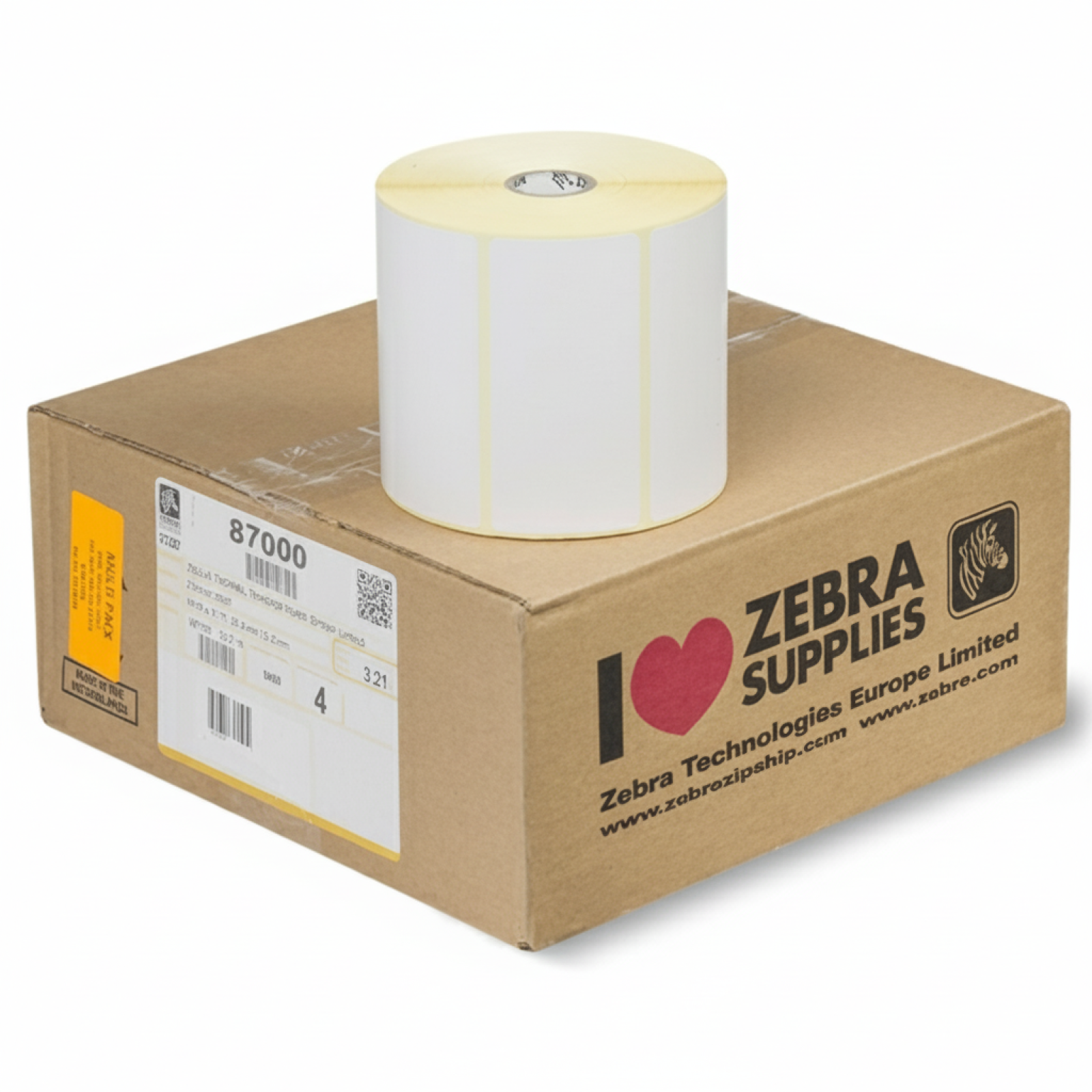 Original OEM Labels Zebra 100x50 mm (87000) (White) (4xpack) (1300 pcs)