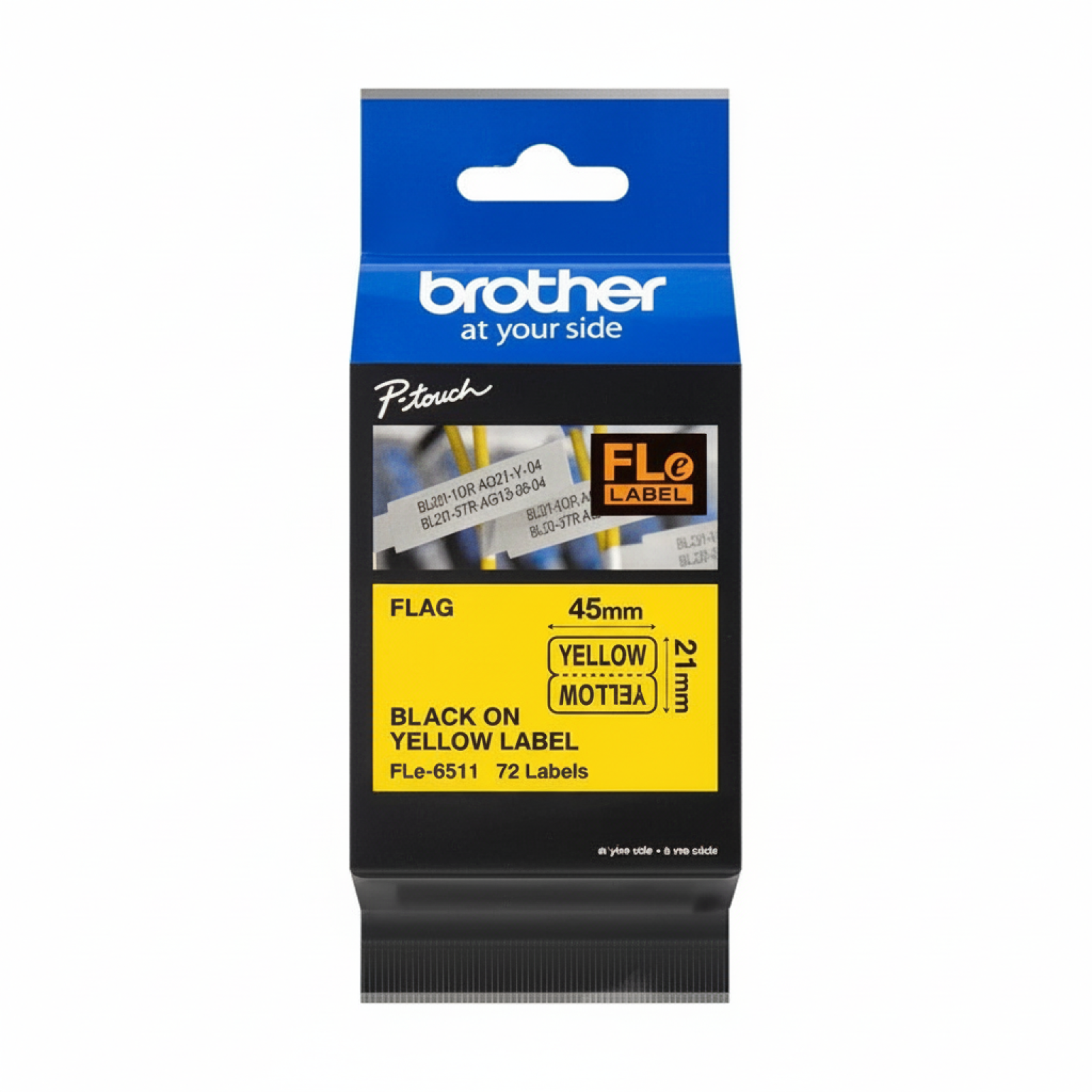 Original OEM Flags Label Brother FLe-6511k (FLe-6511) (Yellow) (72 pcs, 45 mm, 21 mm)