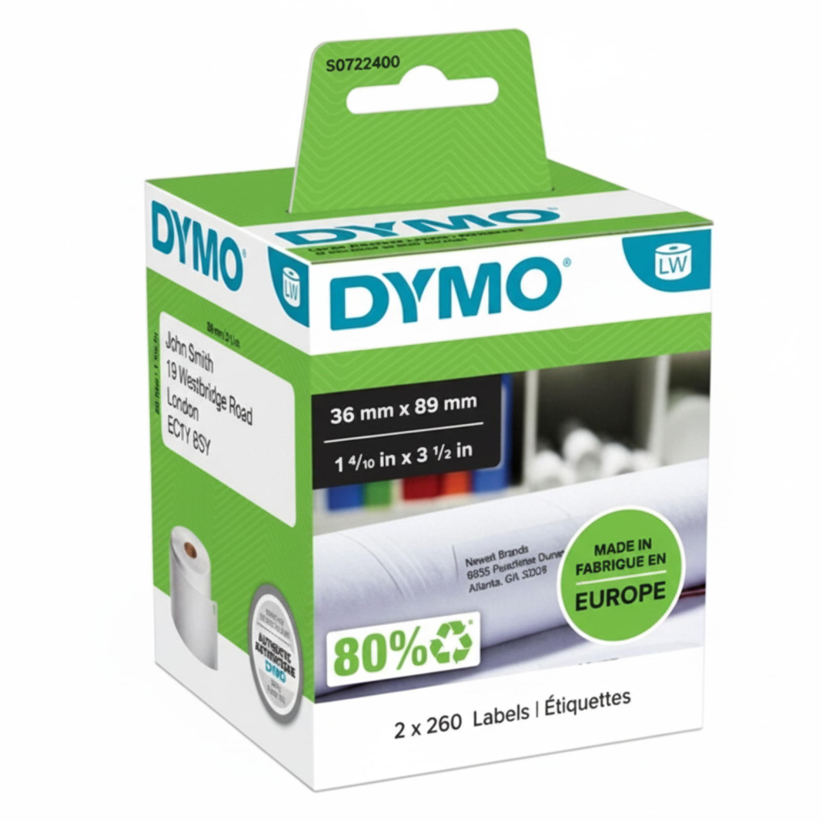 Original OEM Label DYMO LW-99012 (LW99012) (White)