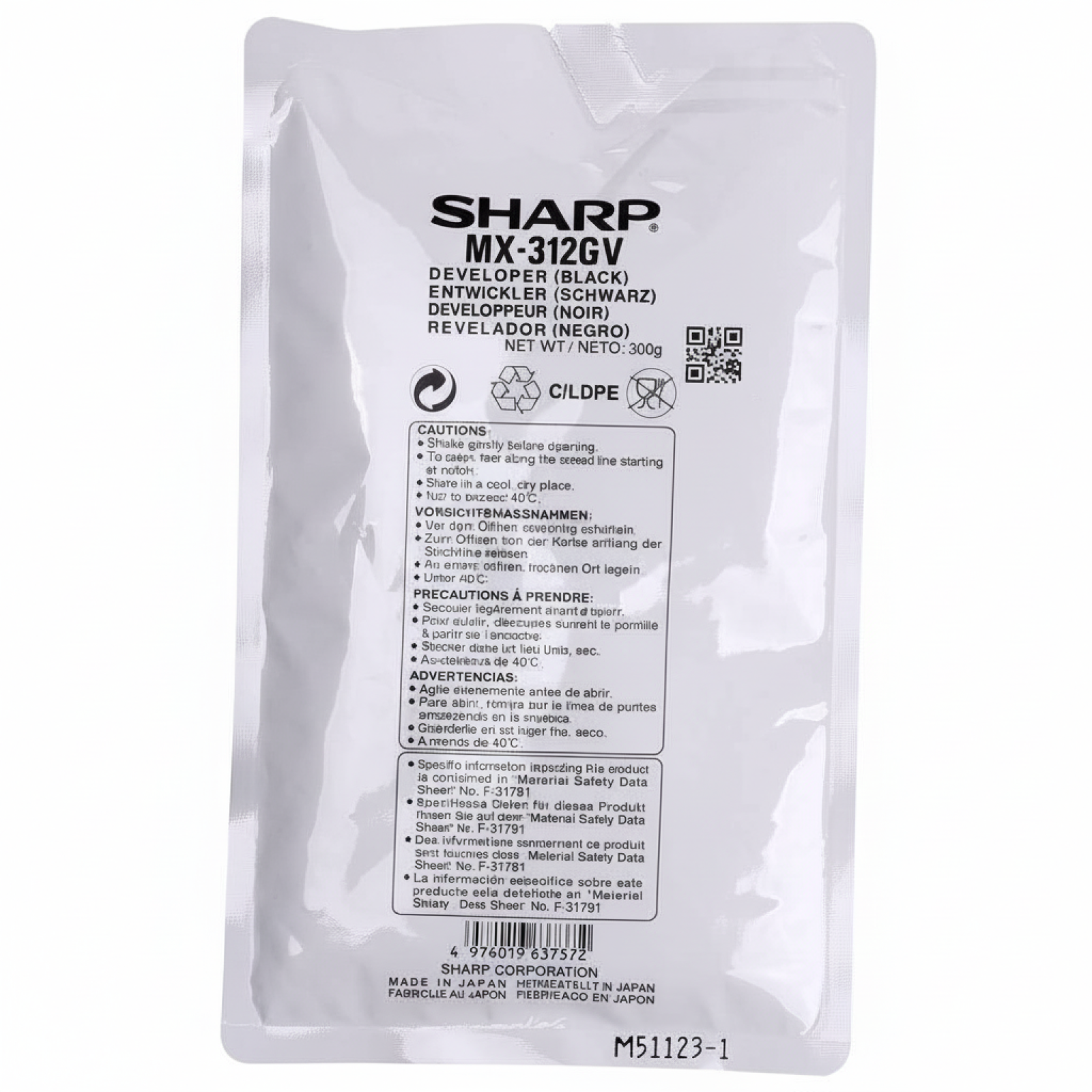 Original OEM Developer Sharp MX-312GV (MX312GV) (Black)
