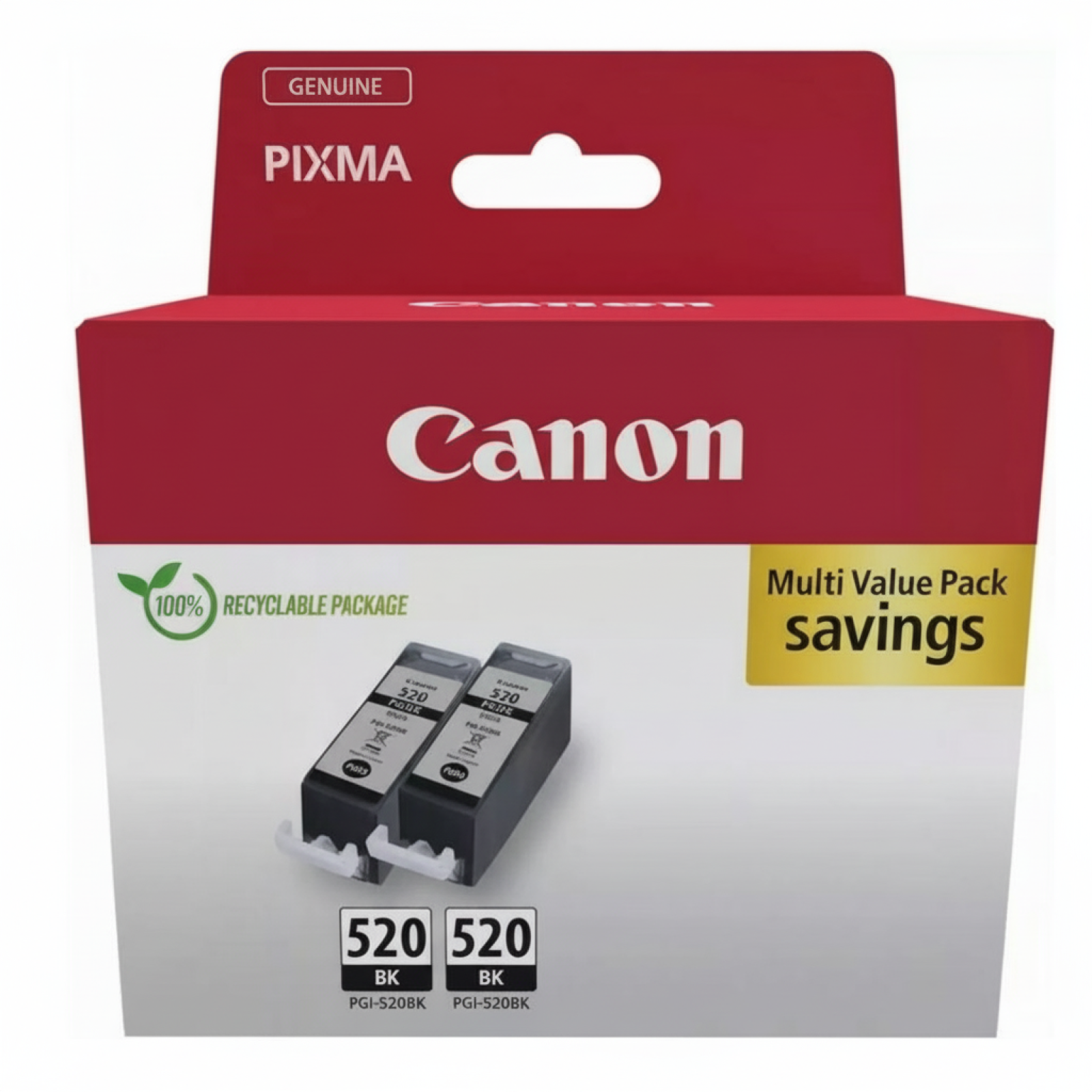 Original OEM Ink Cartridges Canon PGI-520 BK Twin Pack (2932B019) (2-pack)