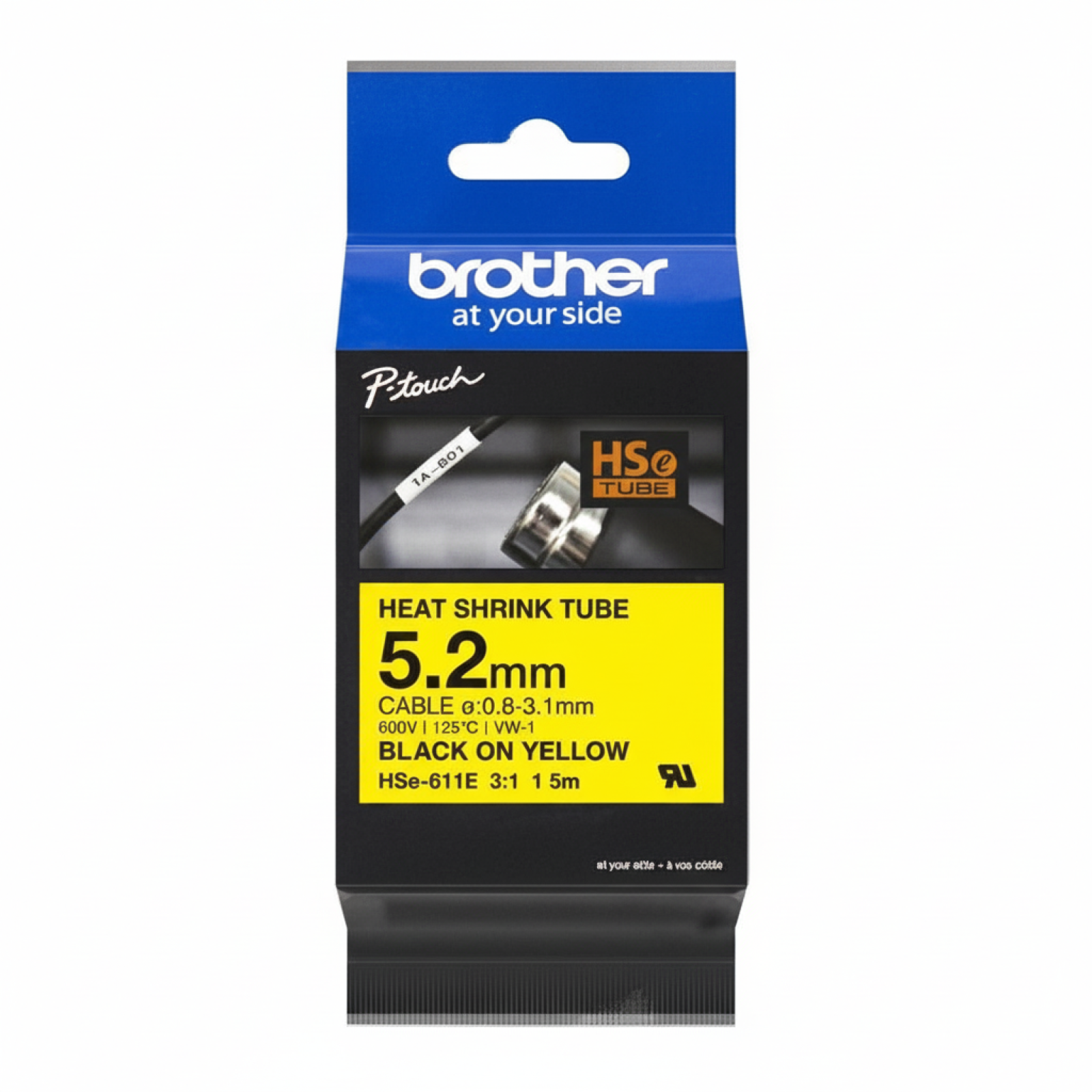 Original OEM Heat Shrink Tube Brother HSe-611 (HSe611e) (Yellow) (5,2 mm, 1,5 m)