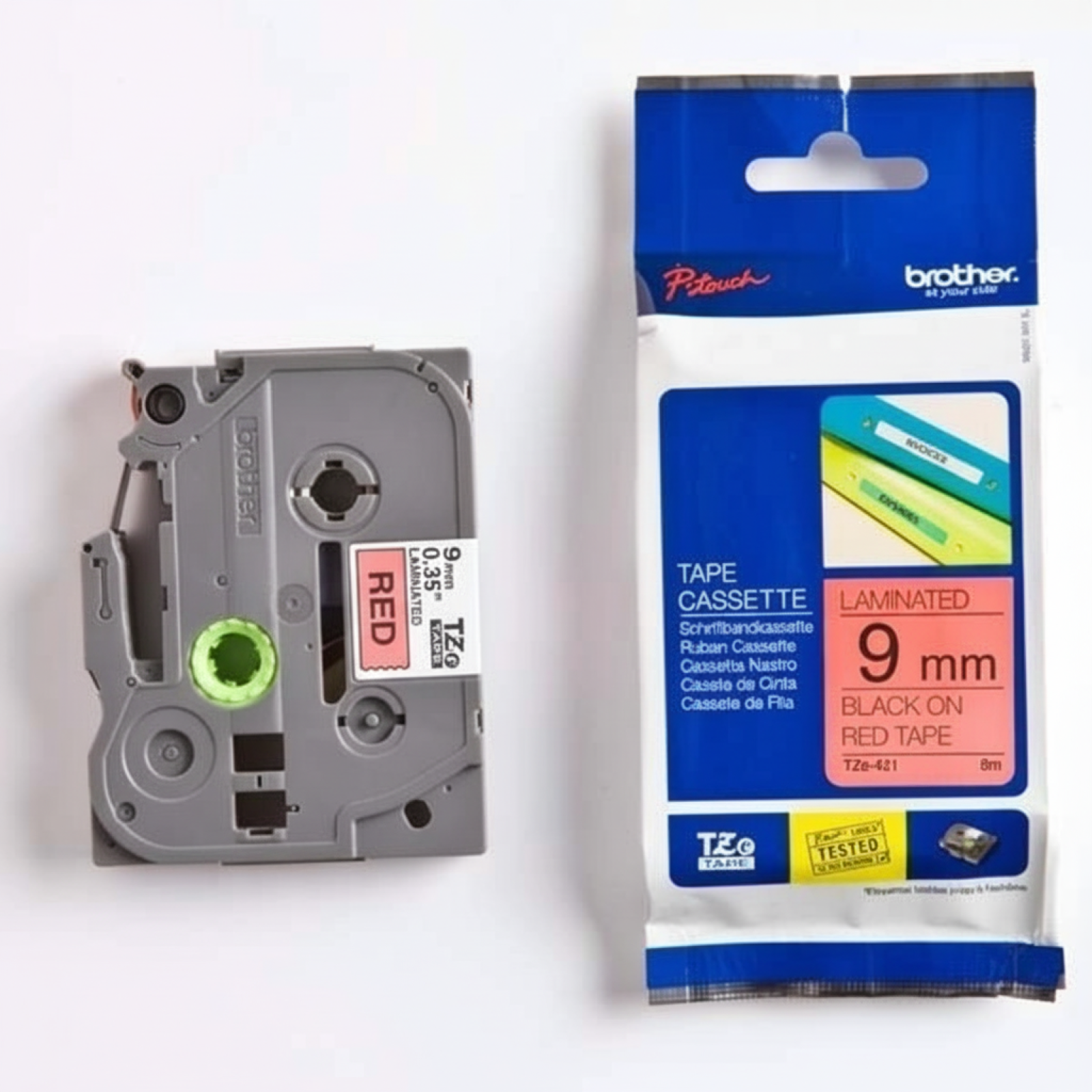 Original OEM Ribbon Brother TZe-421 (TZE421) (Red) (9 mm, 8 m)