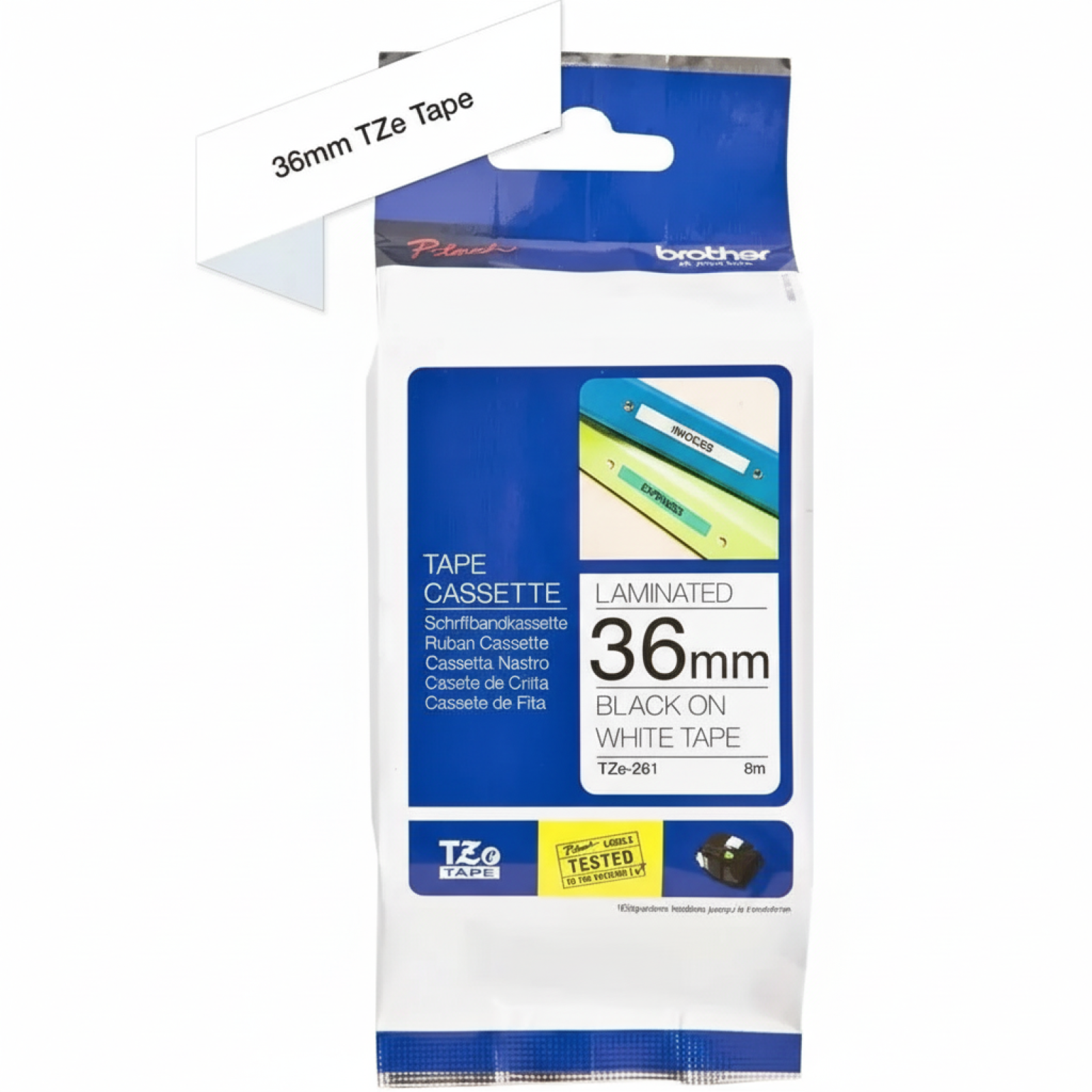 Original OEM Ribbon Brother TZe-261 (TZE261) (White) (36 mm, 8 m, White)