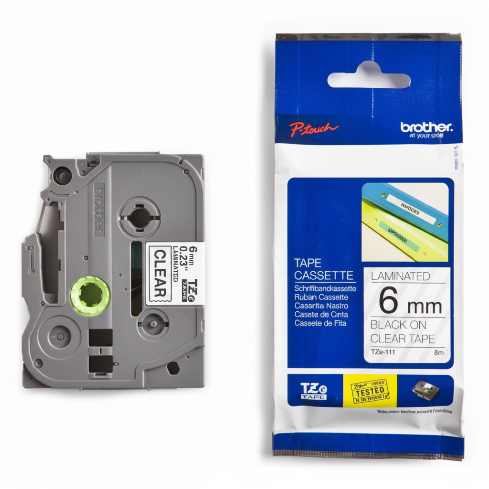 Original OEM Ribbon Brother TZe-211 (TZE211) (White) (6 mm, 8 m, White)