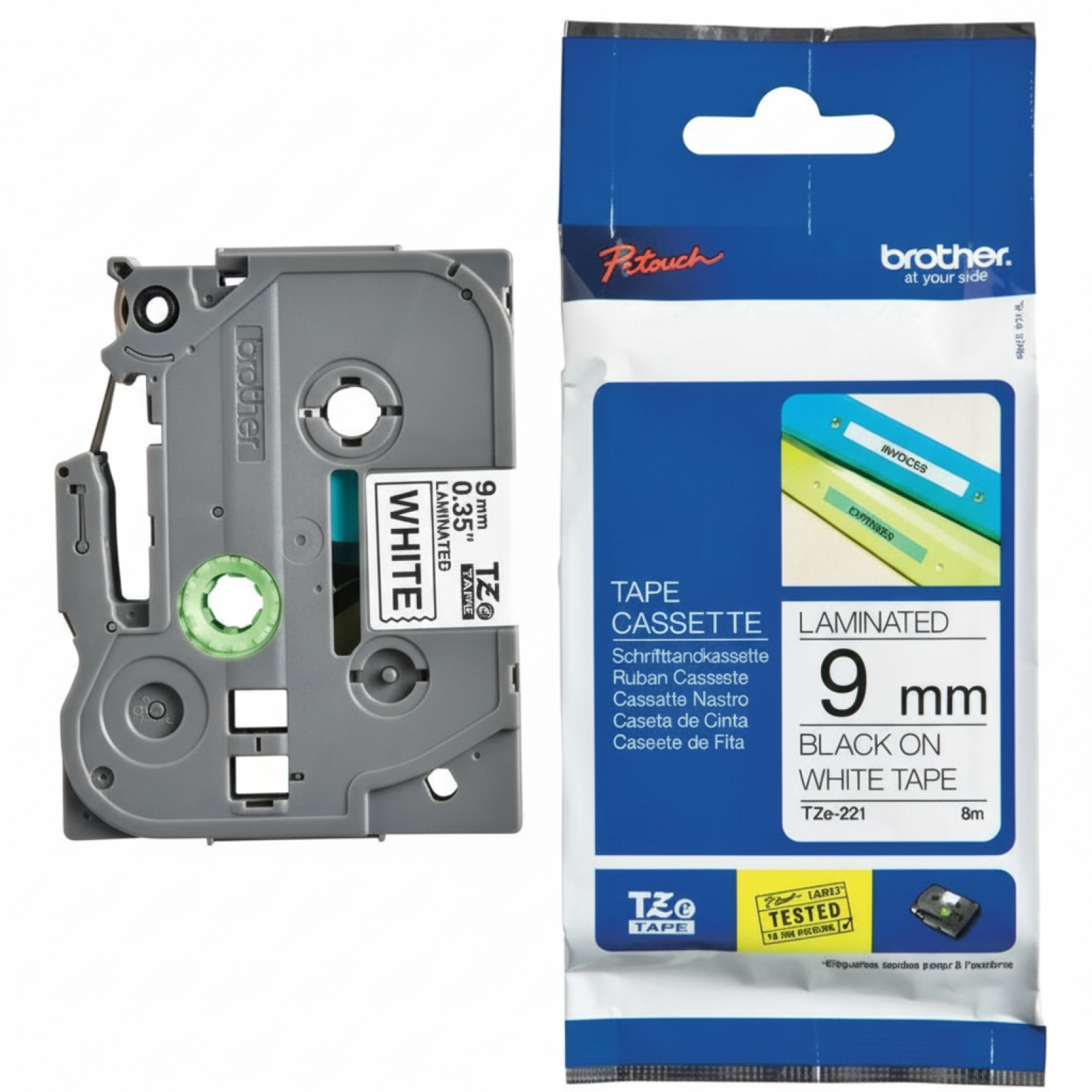 Original OEM Ribbon Brother TZe-221 (TZE221) (White) (9 mm, 8 m, White)