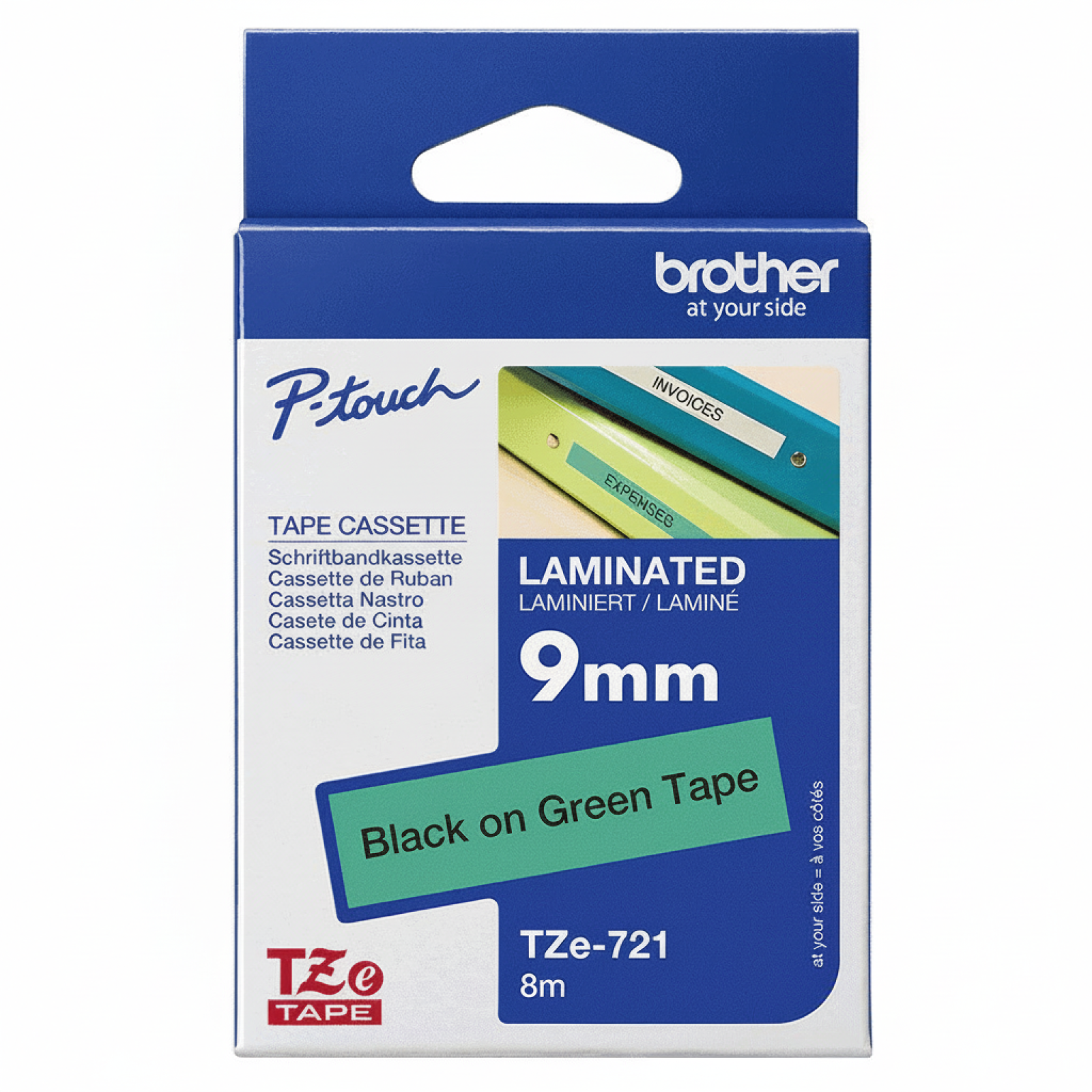 Original OEM Ribbon Brother TZe-721 (TZE721) (Green) (9 mm, 8 m, Green)