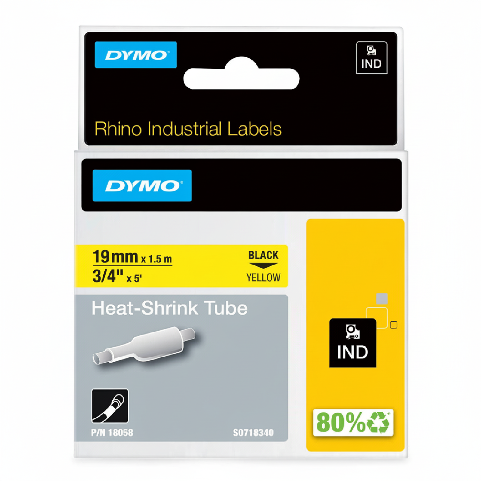 Original OEM Heat Shrink Tube DYMO 18058 (18058) (Yellow) (19 mm, 1,5 m, Yellow)
