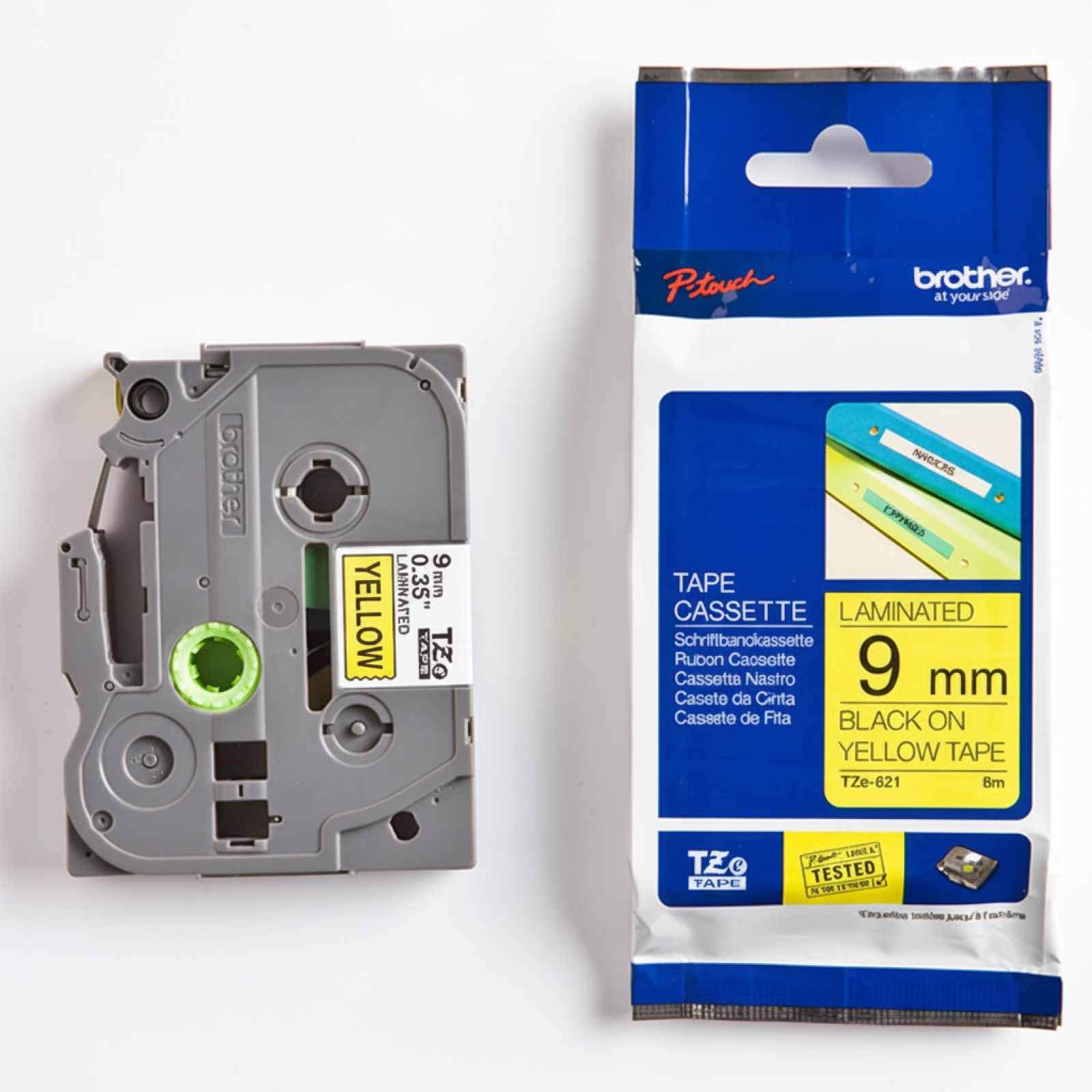 Original OEM Ribbon Brother TZe-621 (TZe621) (Yellow) (9 mm, 9 m)