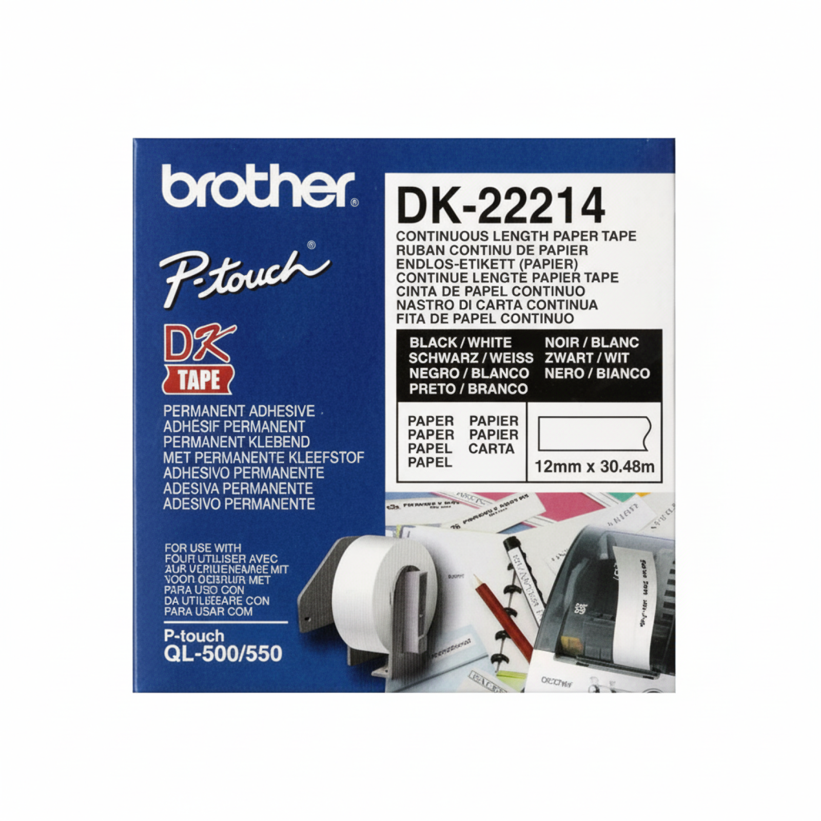 Original OEM Label Brother DK-22214 (DK-22214) (White) (12 mm, 30,48 m)