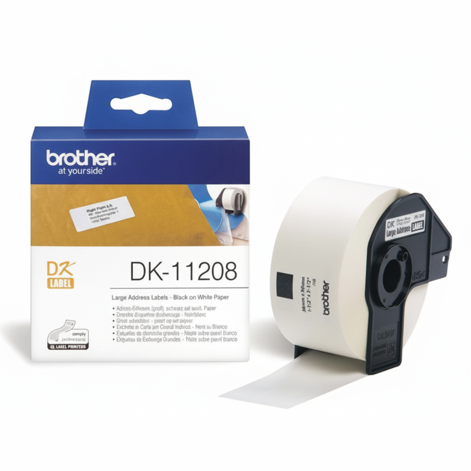 Original OEM Label Brother DK-11208 (DK-11208) (White) (400 pcs, 38 mm, 90 mm)