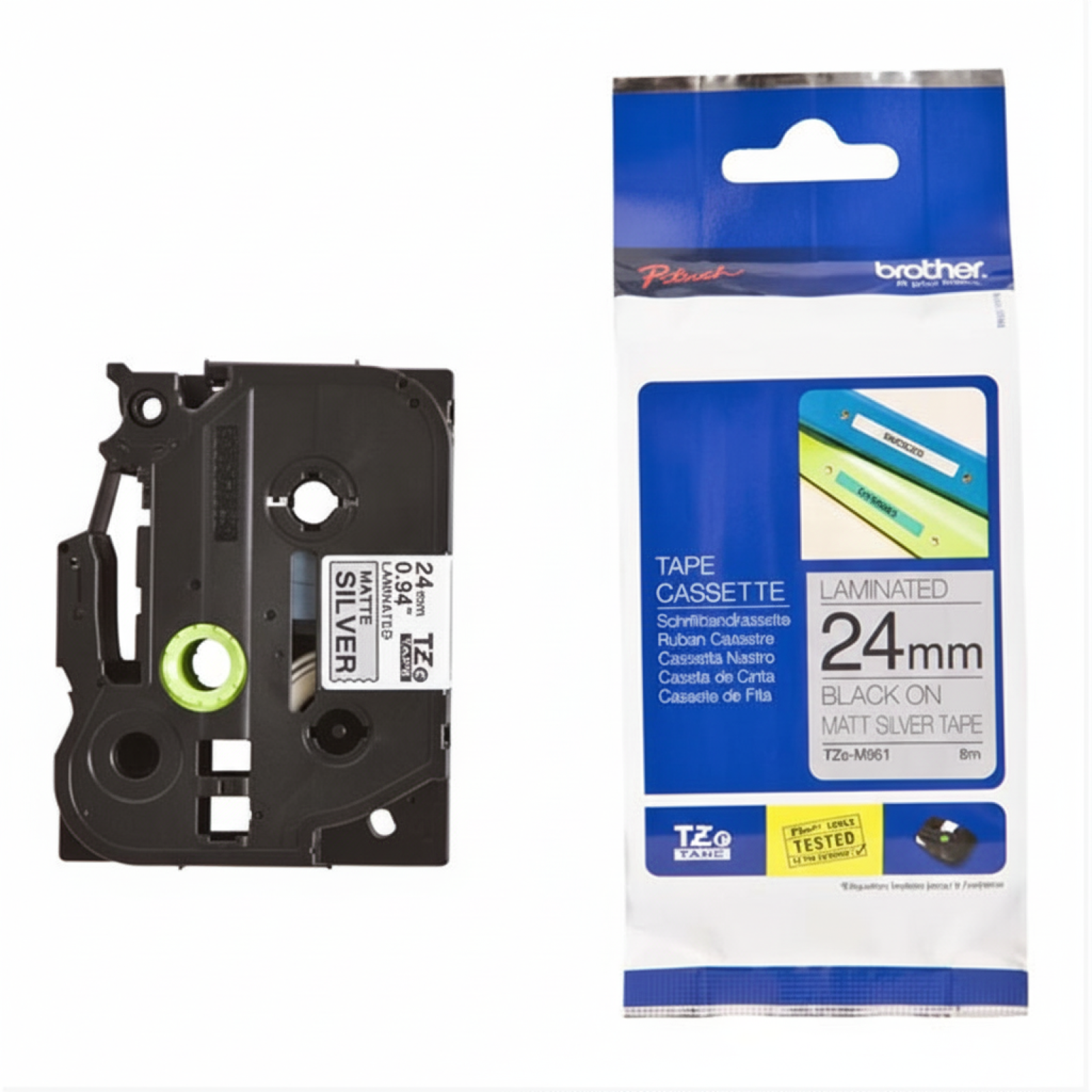 Original OEM Ribbon Brother TZe-M951 (TZe-M951) (Silver) (24 mm, 8 m, Silver)