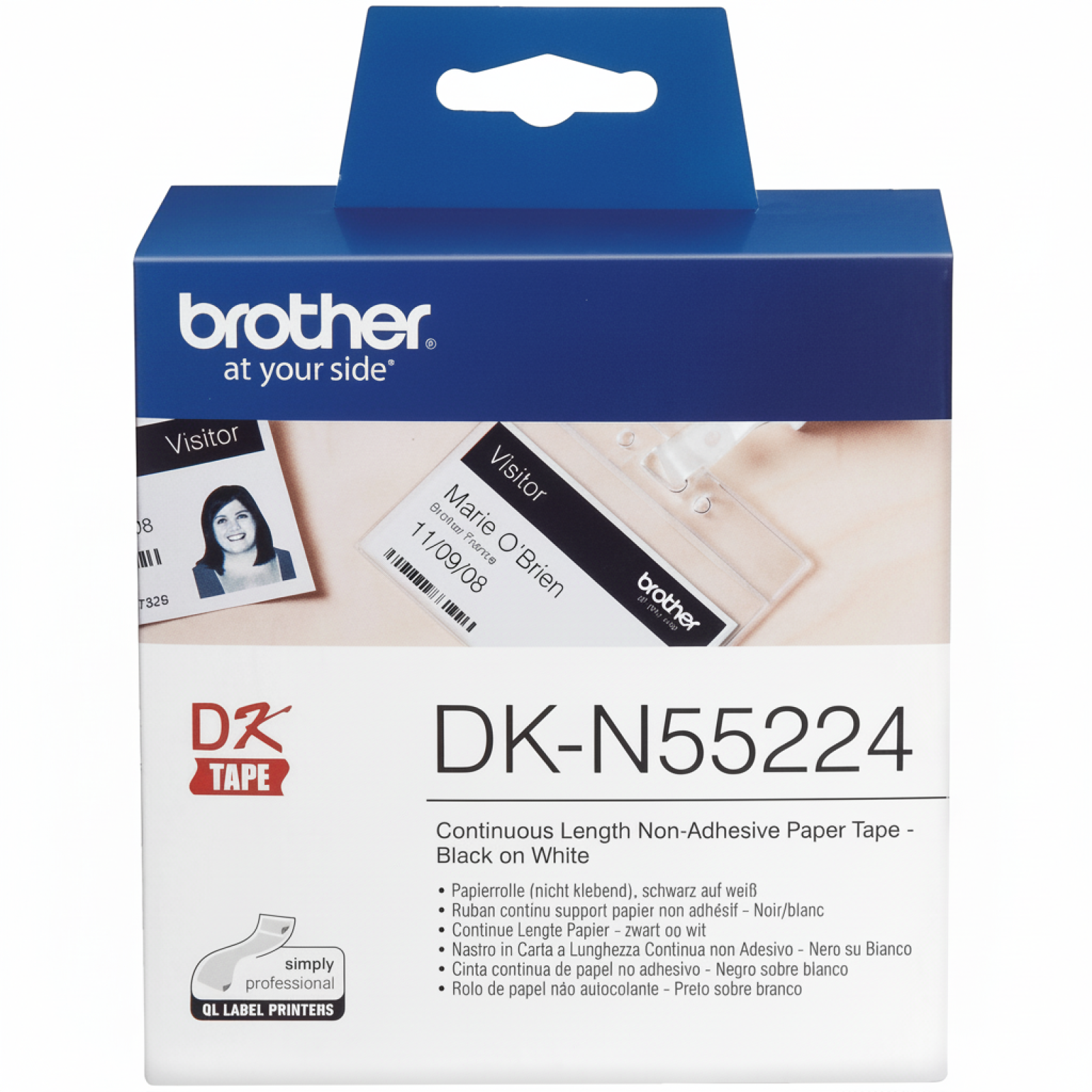 Original OEM Label Brother DK-N55224 (DK-N55224) (White) (54 mm, 30,48 m, White)
