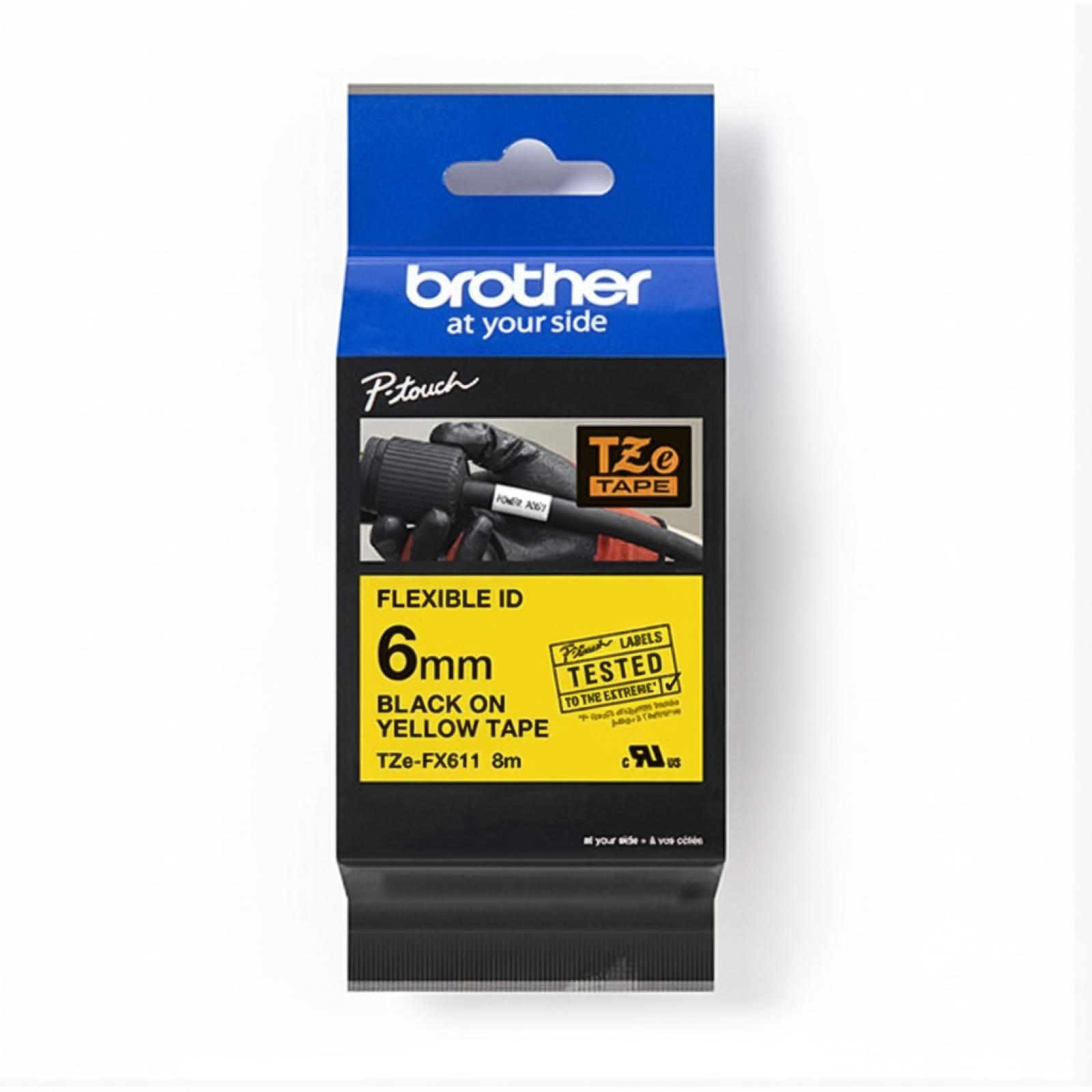 Original OEM Flexi Tape Brother TZe-FX611 (TZeFX611) (Yellow) (6 mm, 8 m, Yellow)