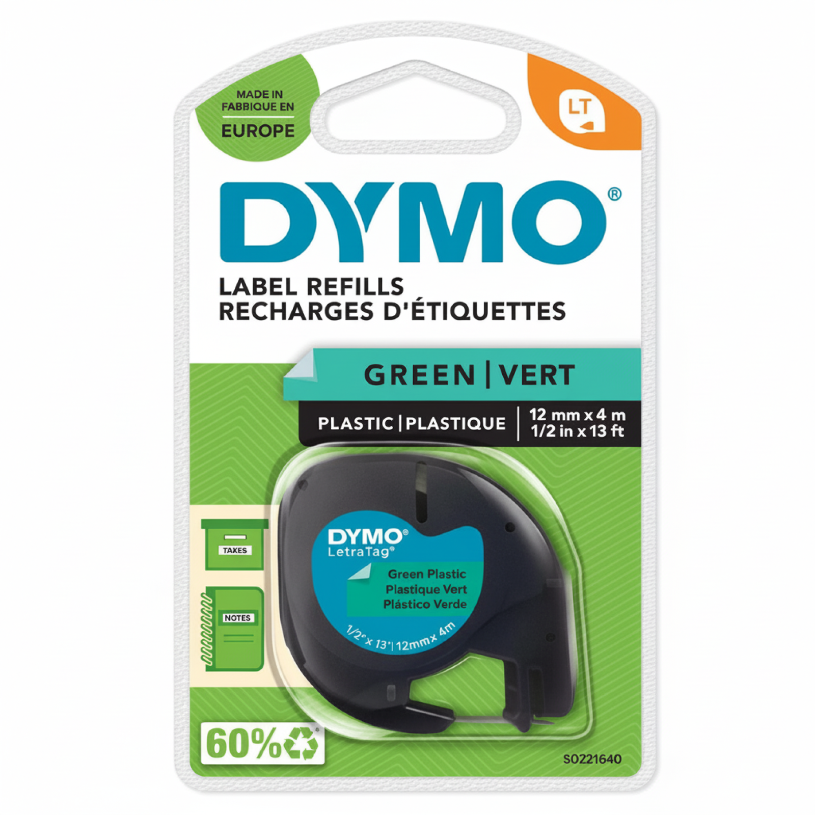 Original OEM Ribbon DYMO LT-91204 (S0721640) (Green) (12 mm, 4 m)