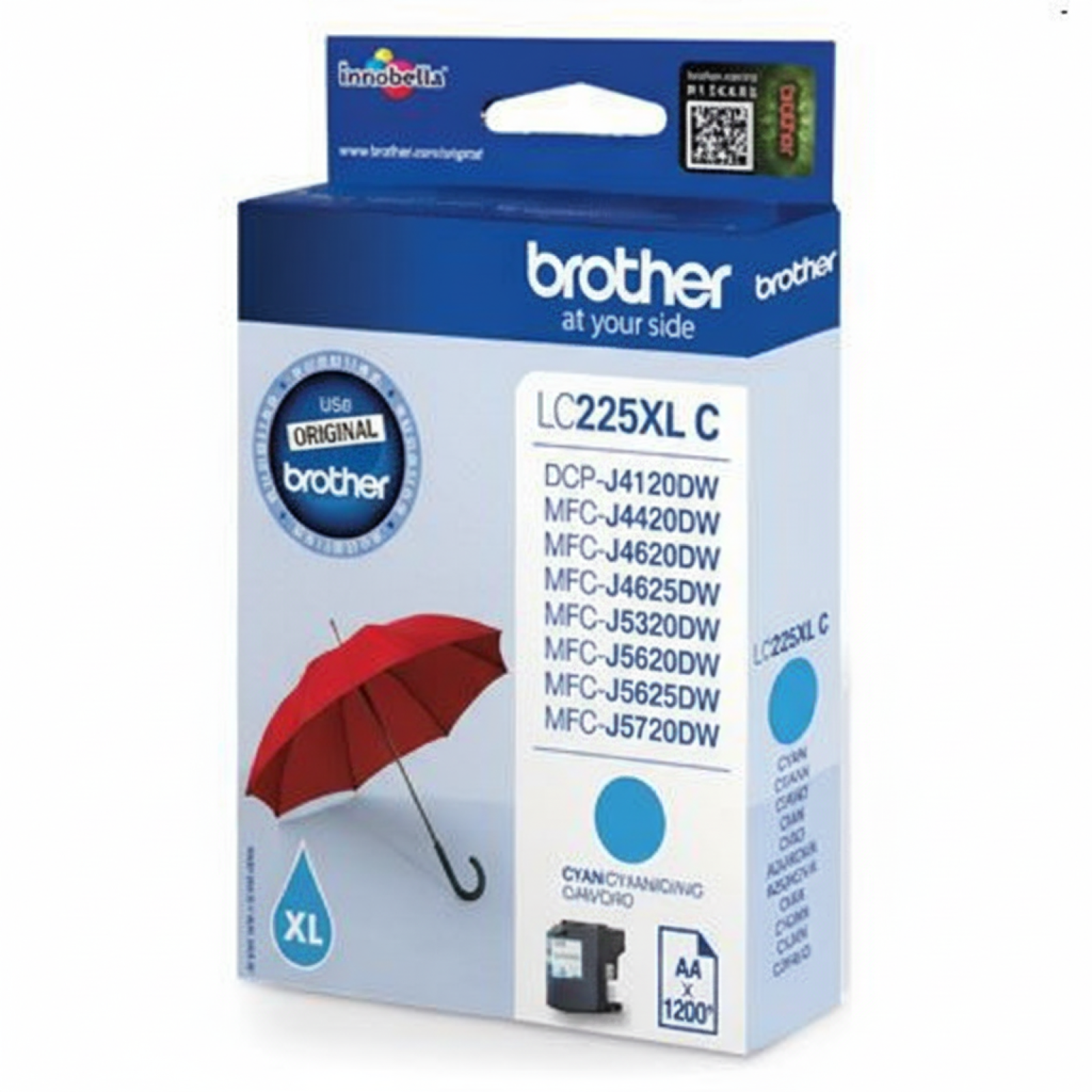 Original OEM Ink Cartridge Brother LC-225 XL C (LC225XLC) (Cyan)