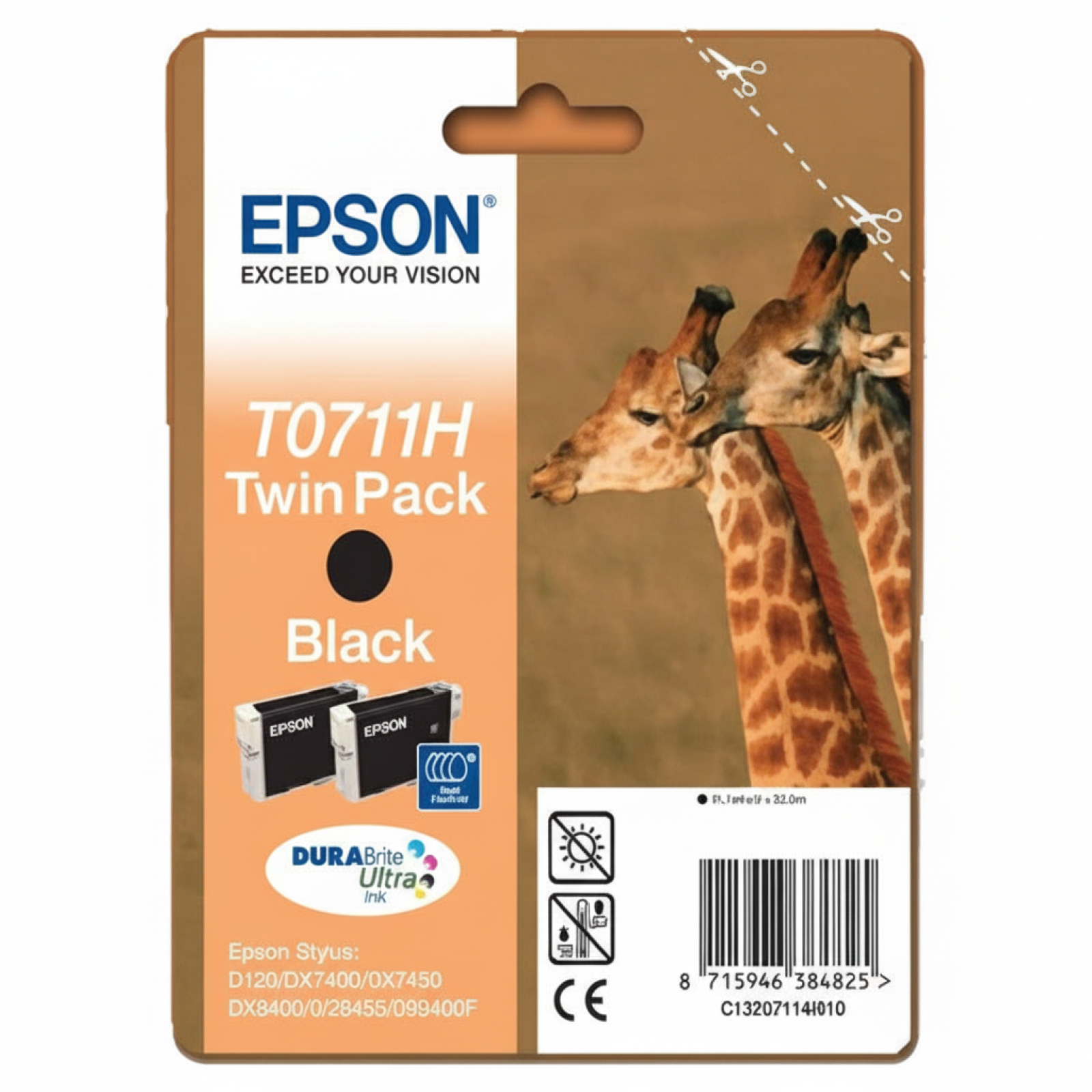 Original OEM Ink Cartridges Epson T0711 (C13T0711H4010) (Black) (2-pack)