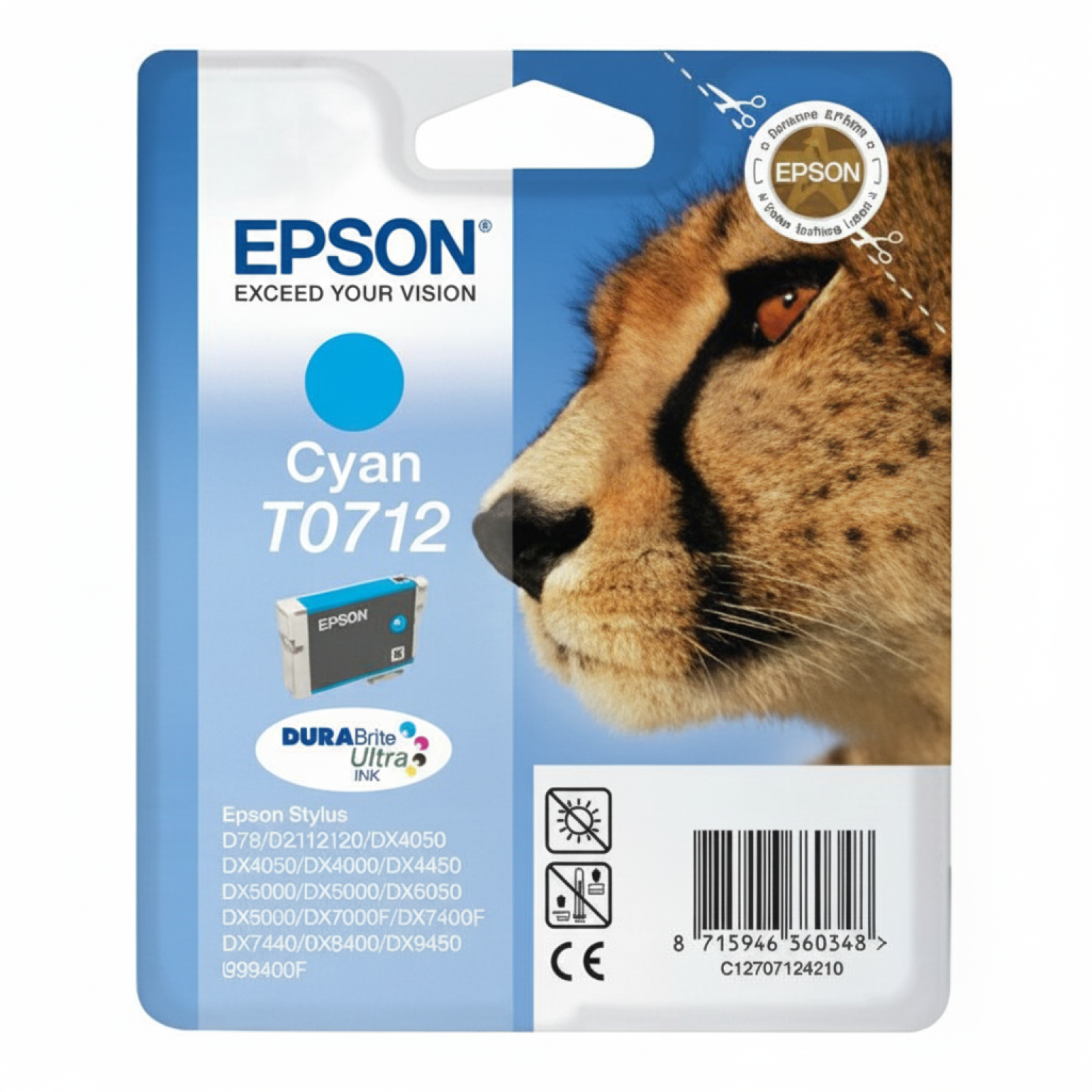 Original OEM Ink Cartridge Epson T0712 (C13T07124010) (Cyan)