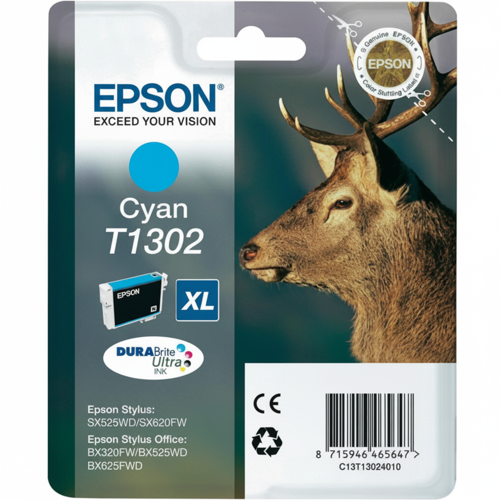 Original OEM Ink Cartridge Epson T1302 (C13T13024010) (Cyan)