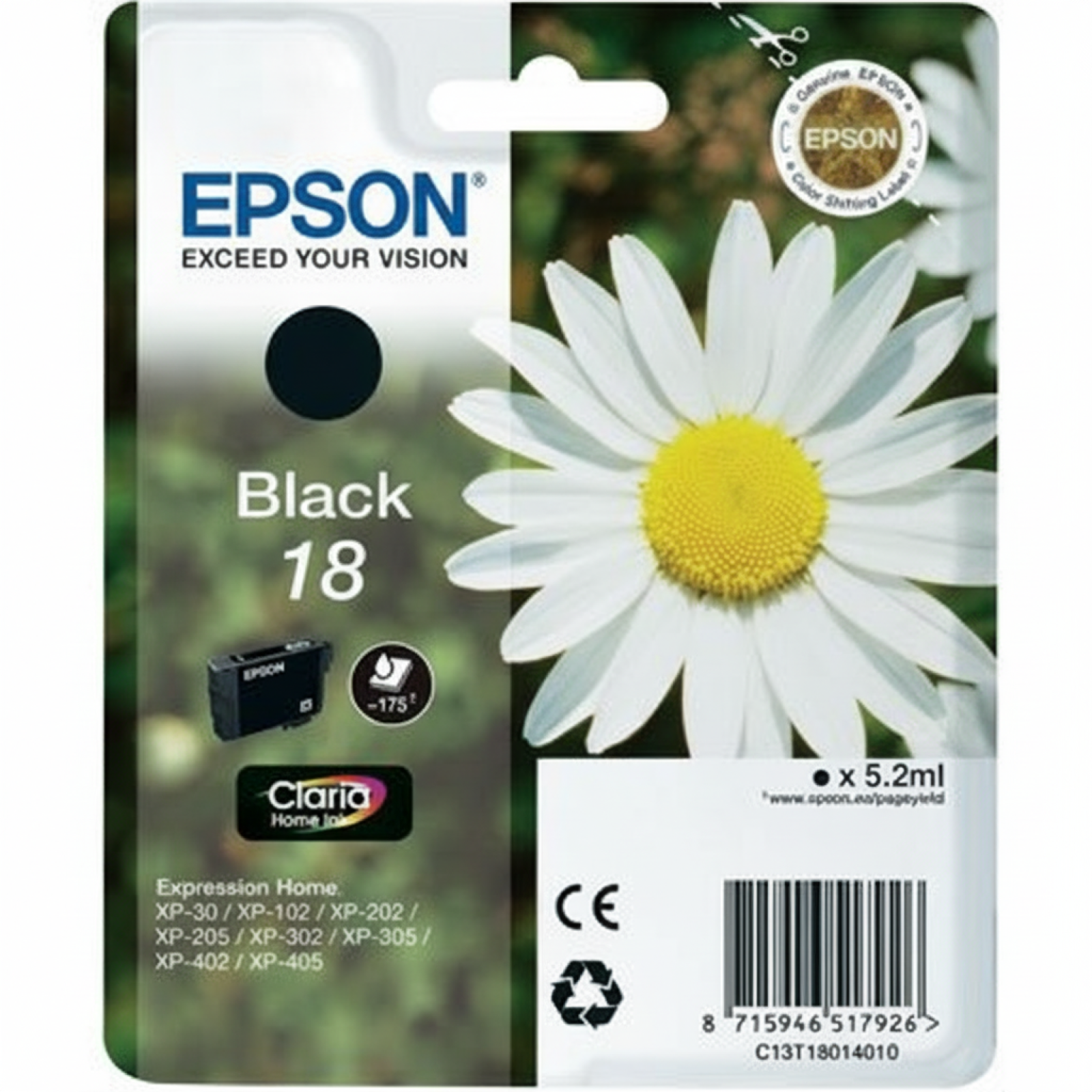 Original OEM Ink Cartridge Epson T1801 (C13T18014010) (Black)