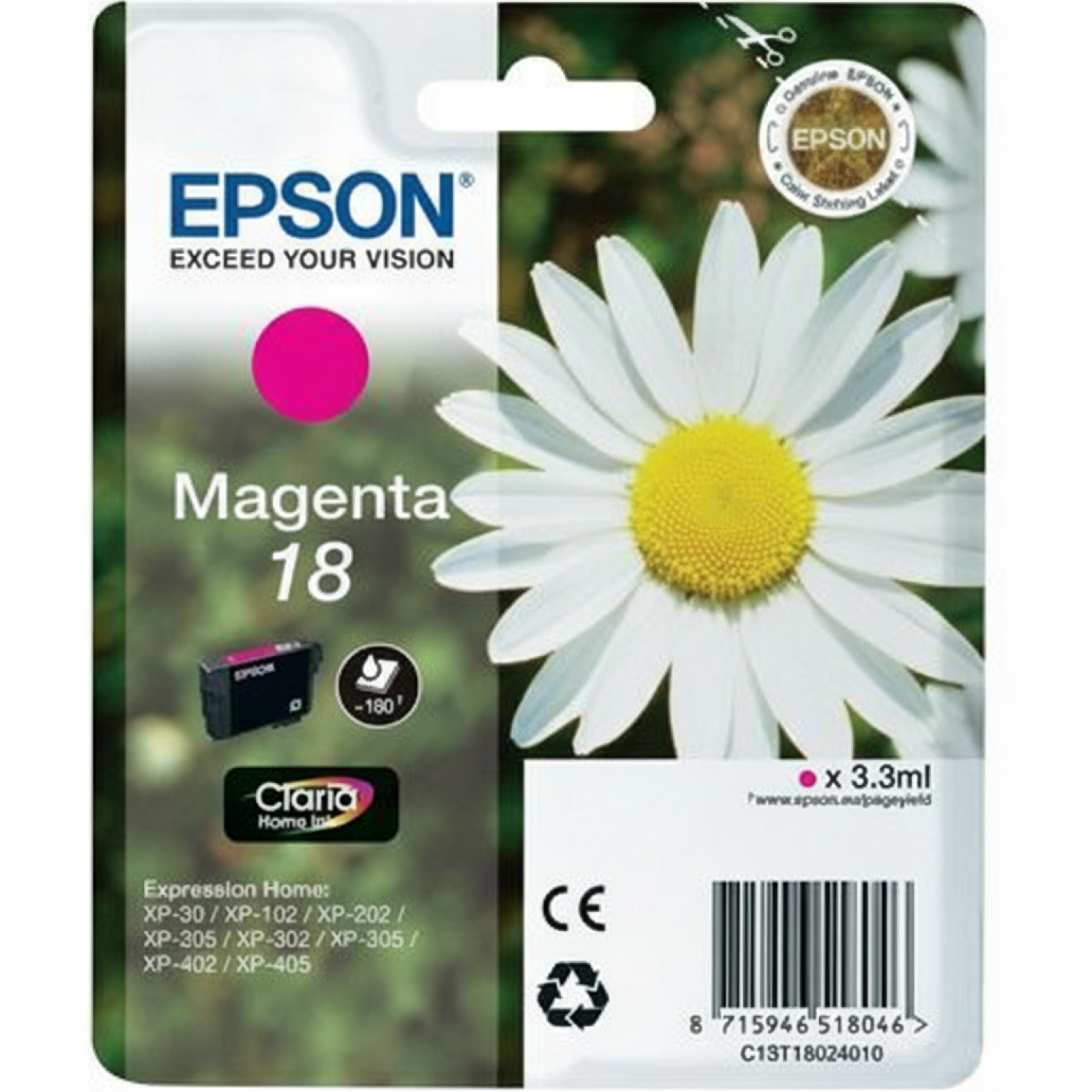 Original OEM Ink Cartridge Epson T1803 (C13T18034010) (Magenta)