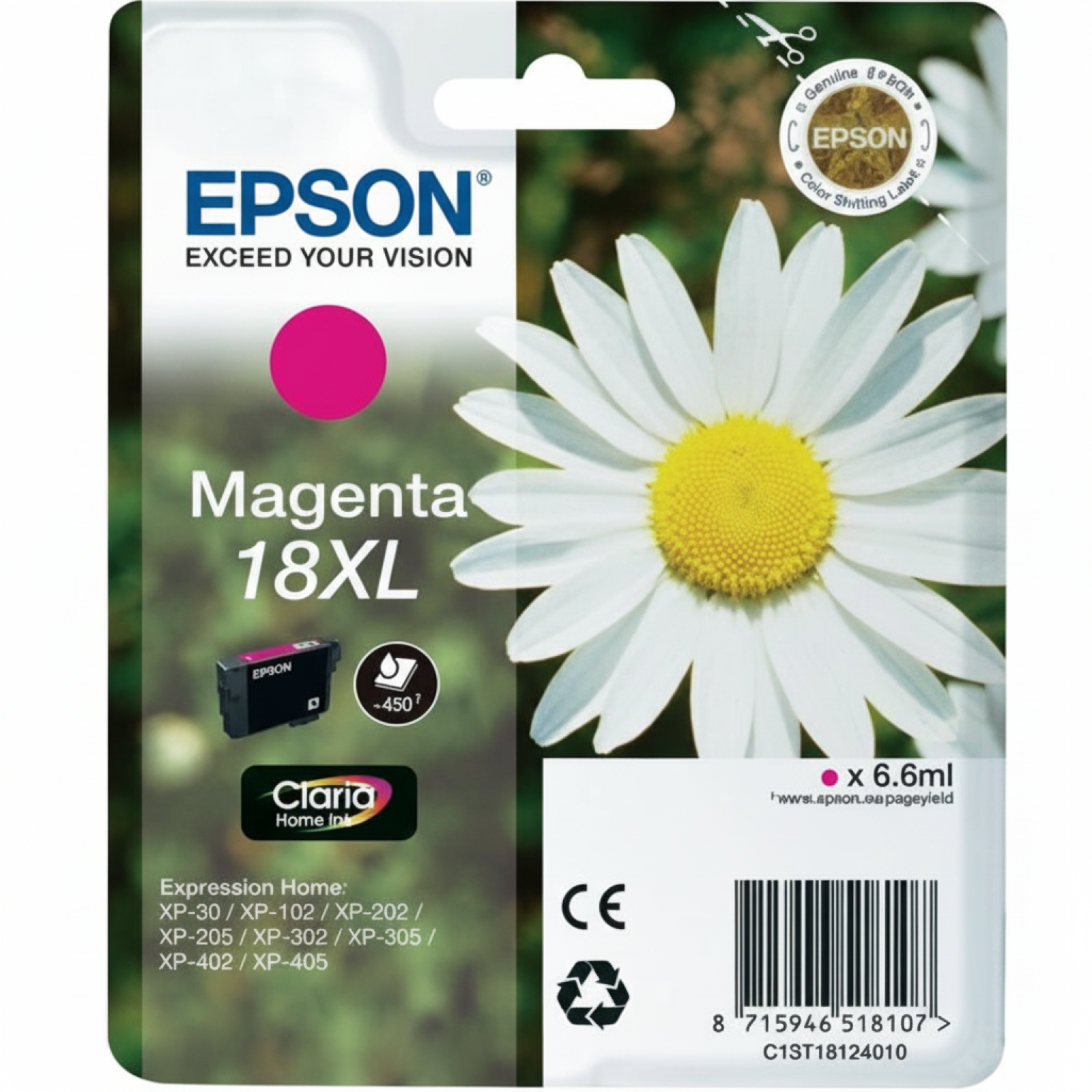 Original OEM Ink Cartridge Epson T1813 (C13T18134010) (Magenta)