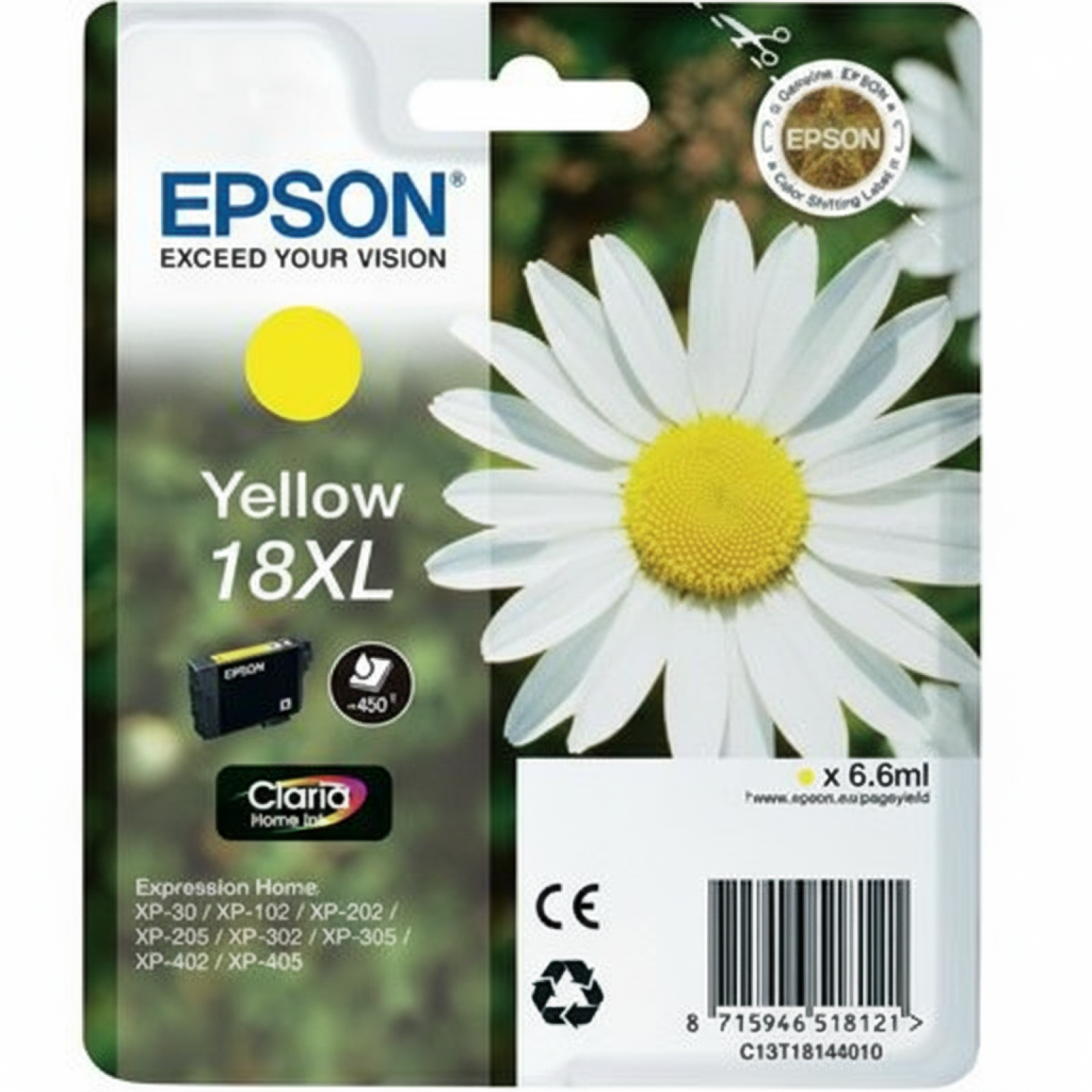 Original OEM Ink Cartridge Epson T1814 (C13T18144010) (Yellow)