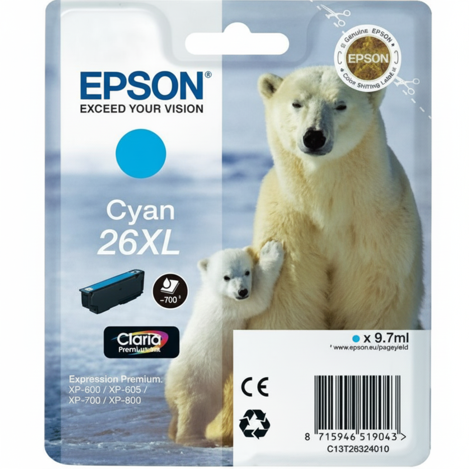 Original OEM Ink Cartridge Epson T2632 (C13T26324010) (Cyan)