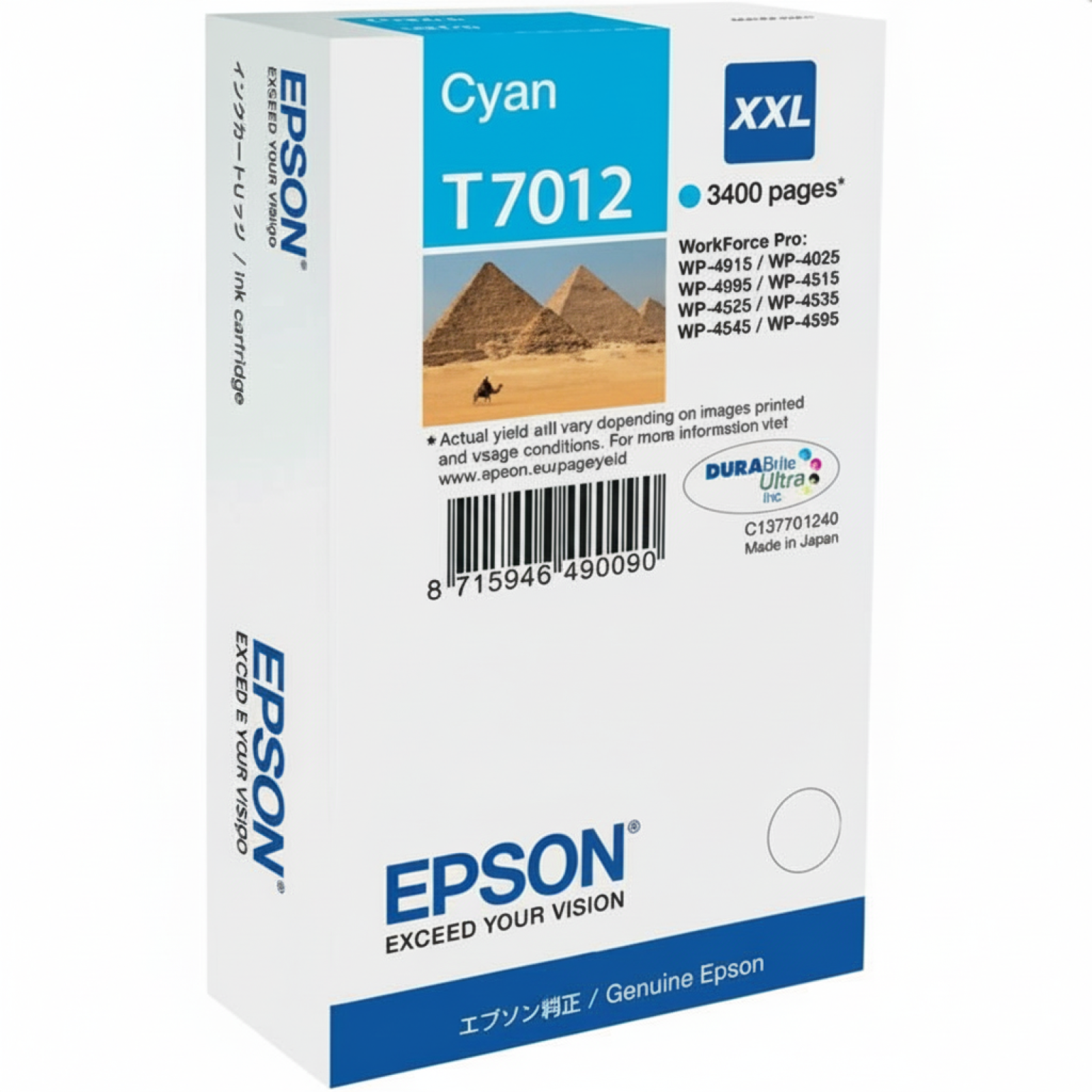 Original OEM Ink Cartridge Epson T7012 (C13T70124010) (Cyan)