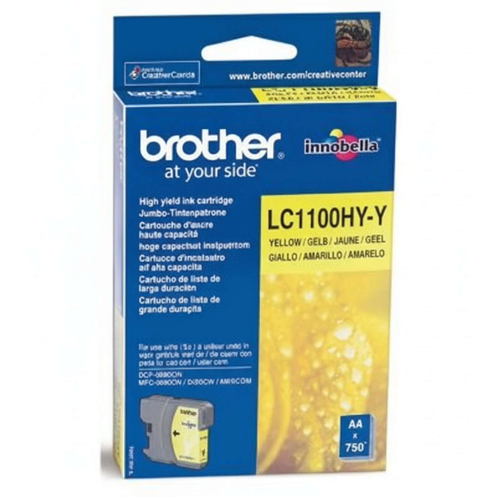 Original OEM Ink Cartridge Brother LC-1100HY Y (LC1100HYY) (Yellow)