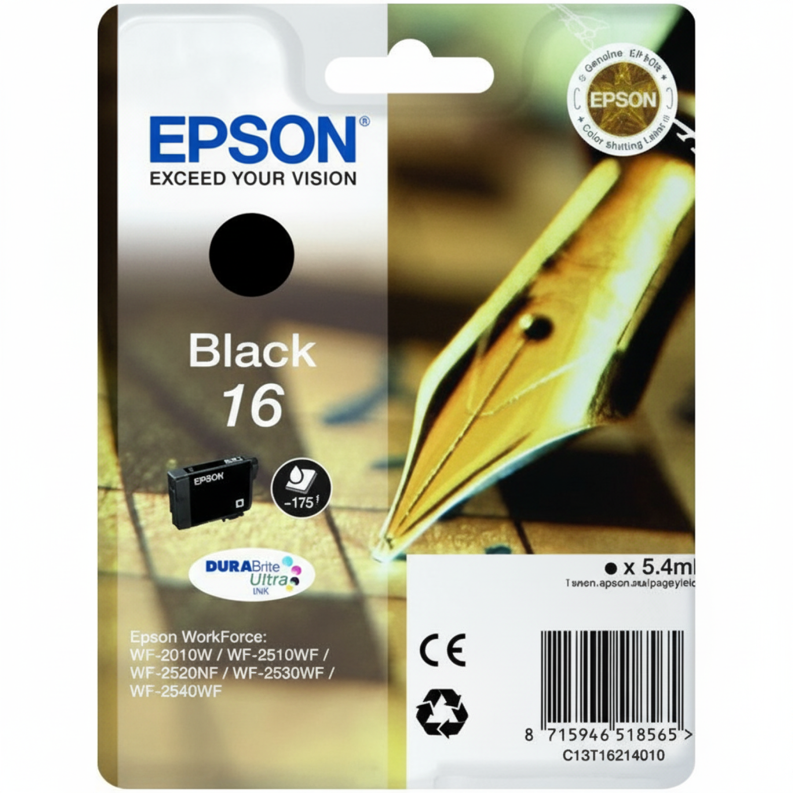 Original OEM Ink Cartridge Epson T1621 (C13T16214010) (Black)