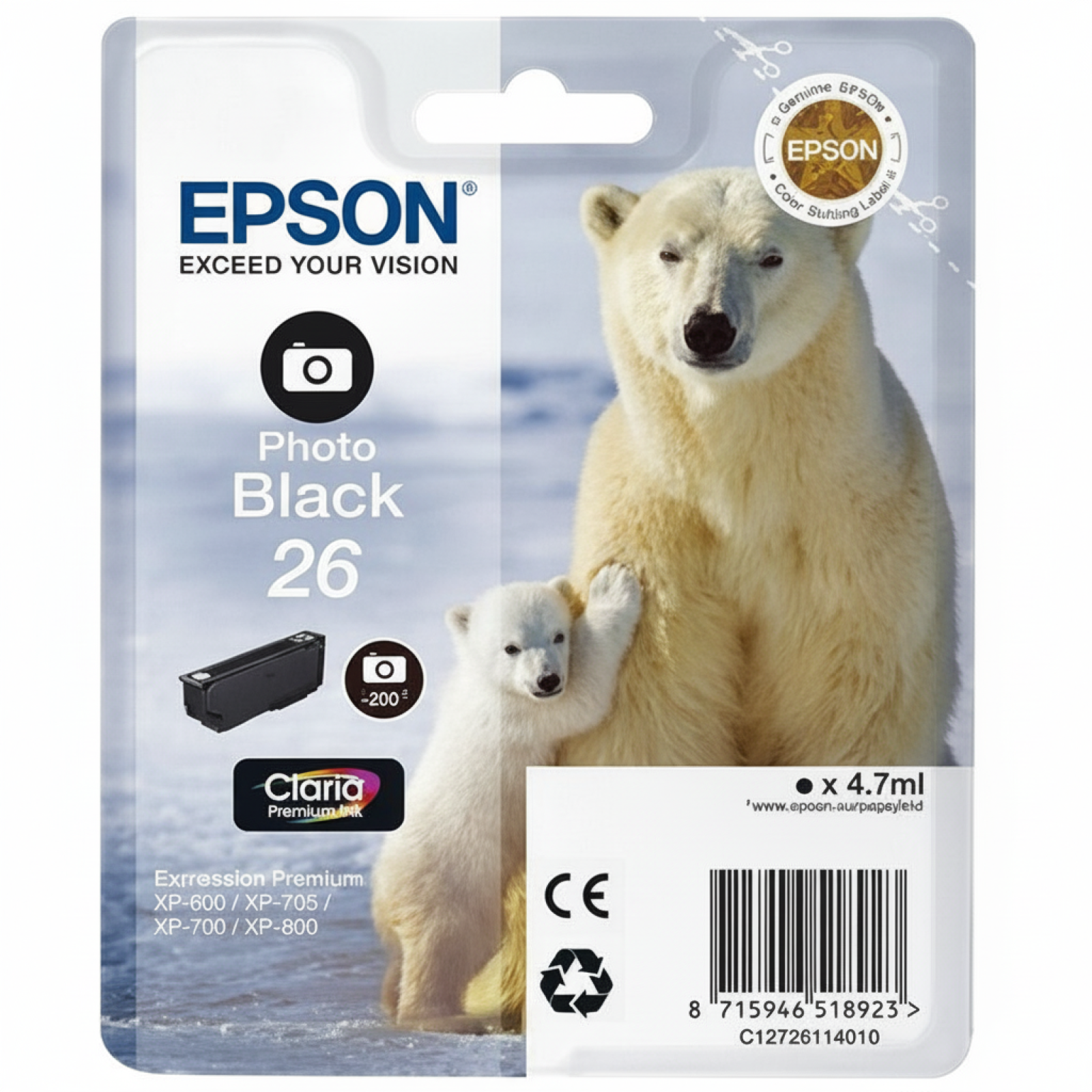 Original OEM Ink Cartridge Epson T2611 (C13T26114010) (Black Photo)