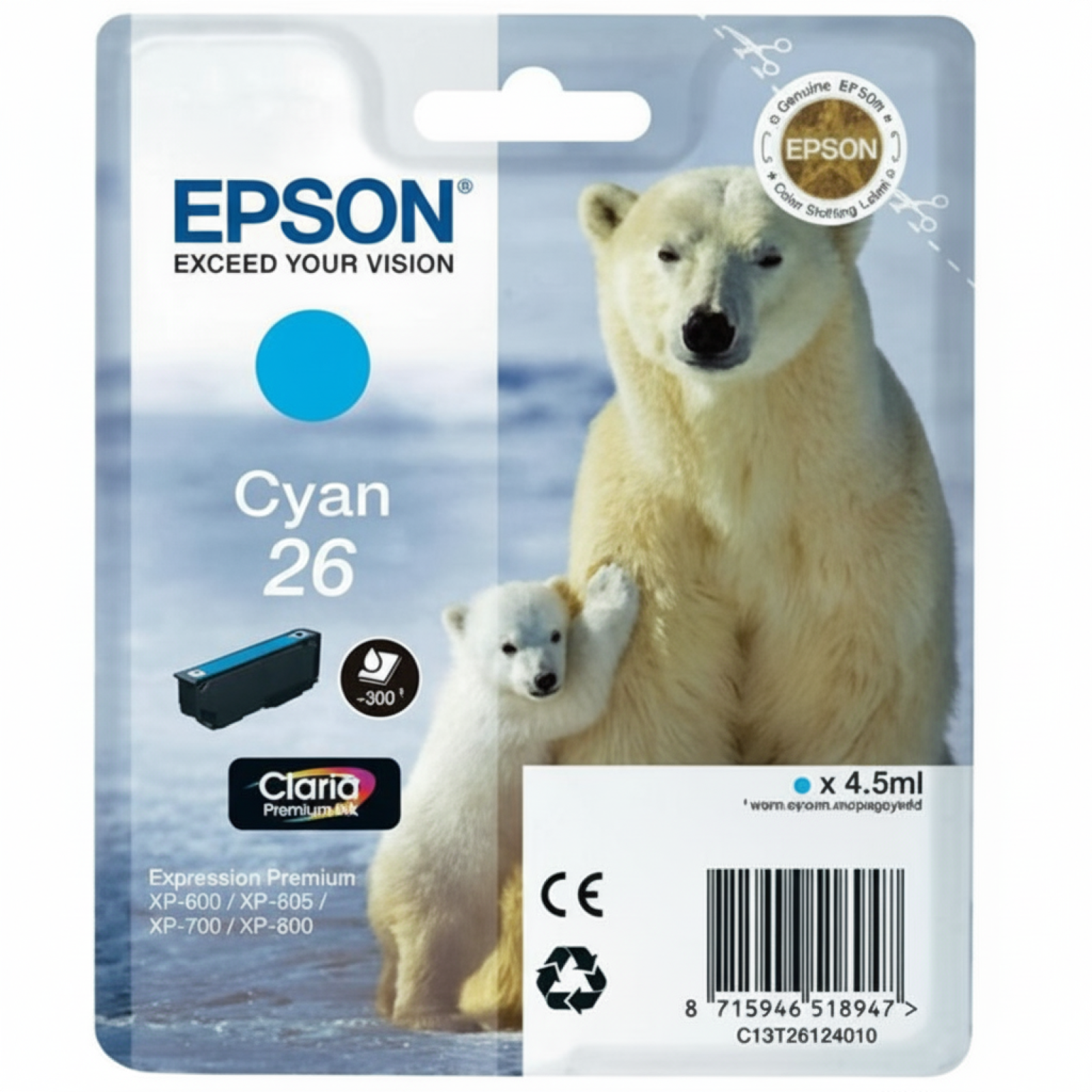 Original OEM Ink Cartridge Epson T2612 (C13T26124010) (Cyan)