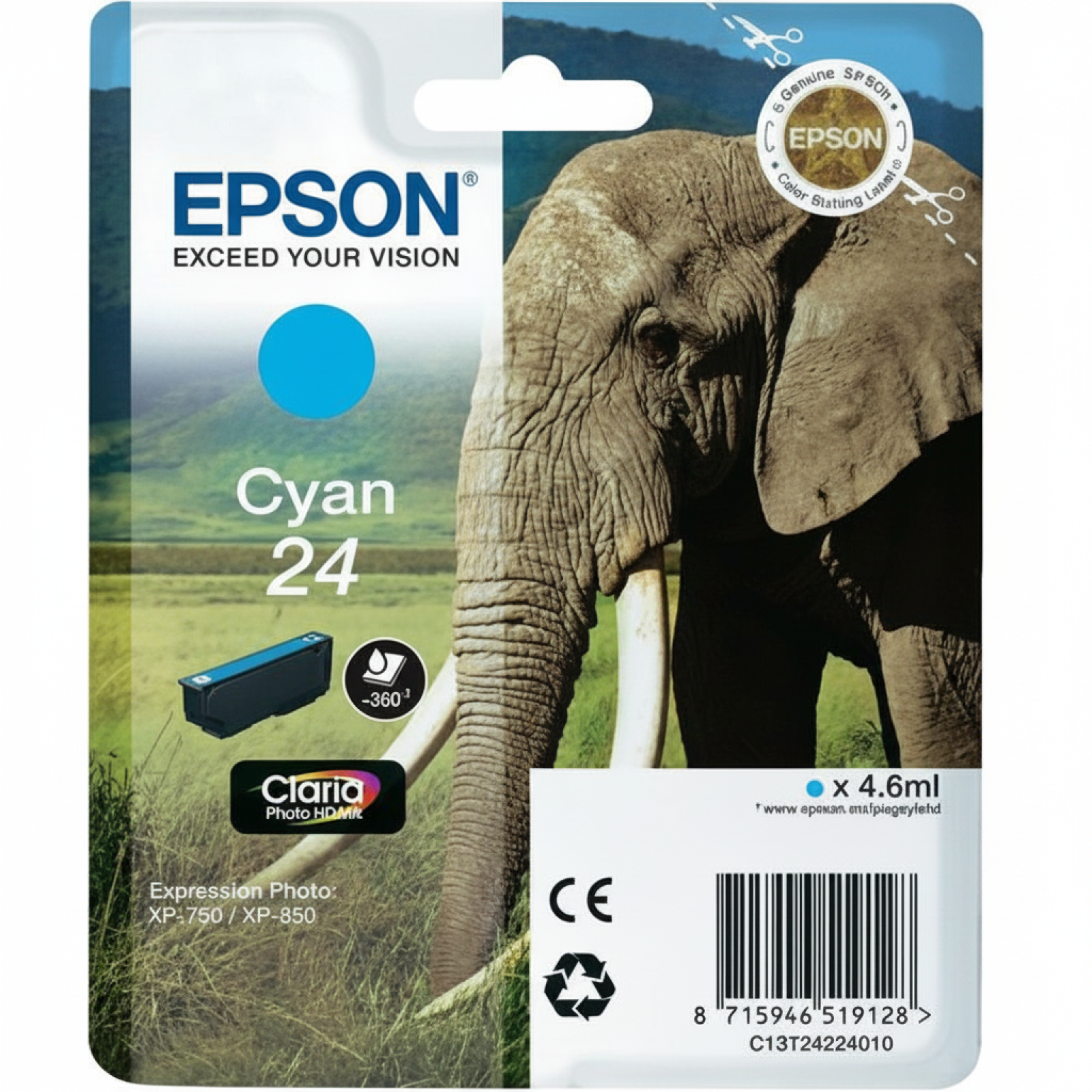 Original OEM Ink Cartridge Epson T2422 (C13T24224010) (Cyan)