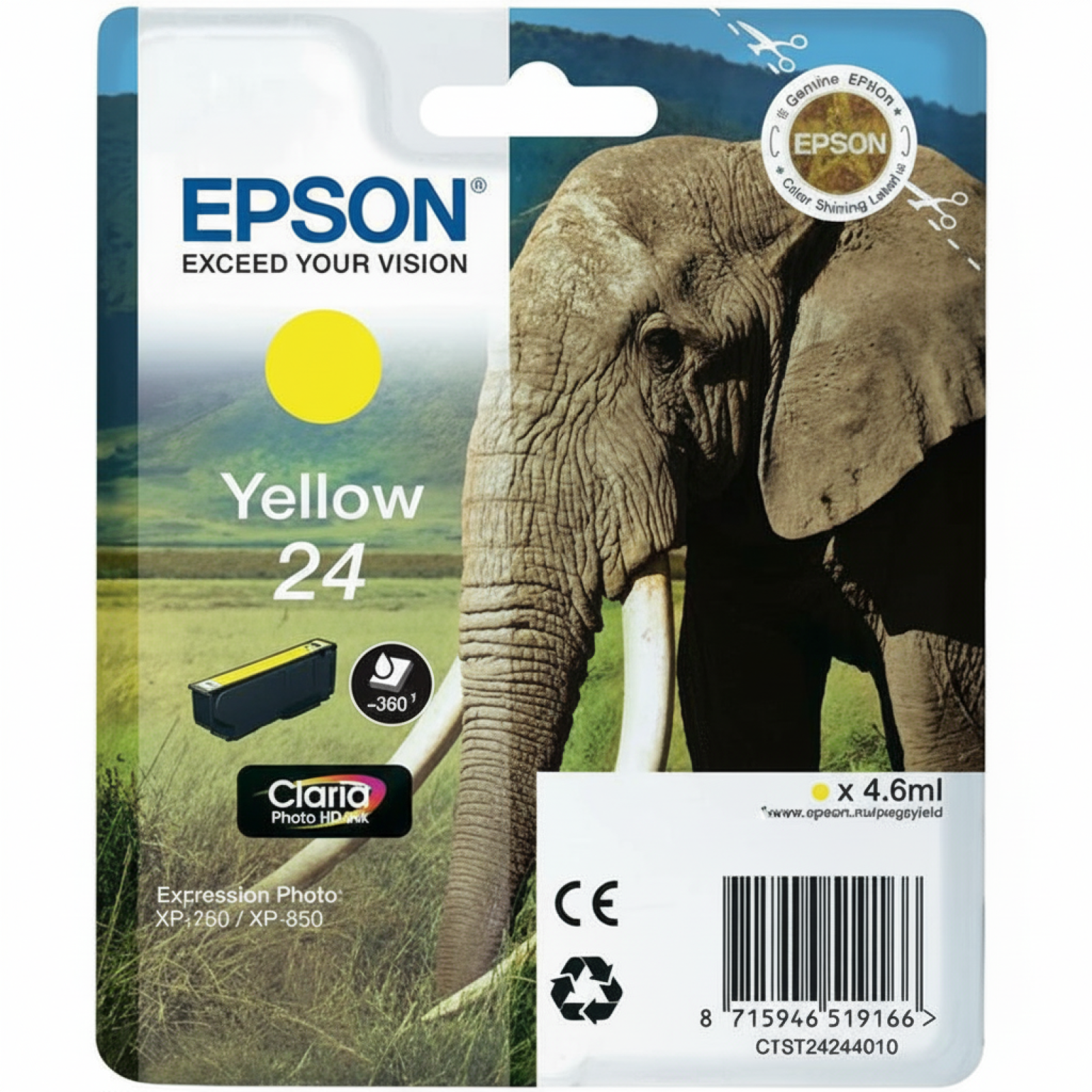 Original OEM Ink Cartridge Epson T2424 (C13T24244010) (Yellow)