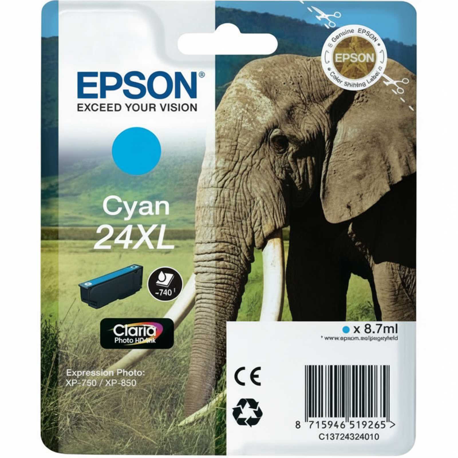 Original OEM Ink Cartridge Epson T2432 (C13T24324010) (Cyan)