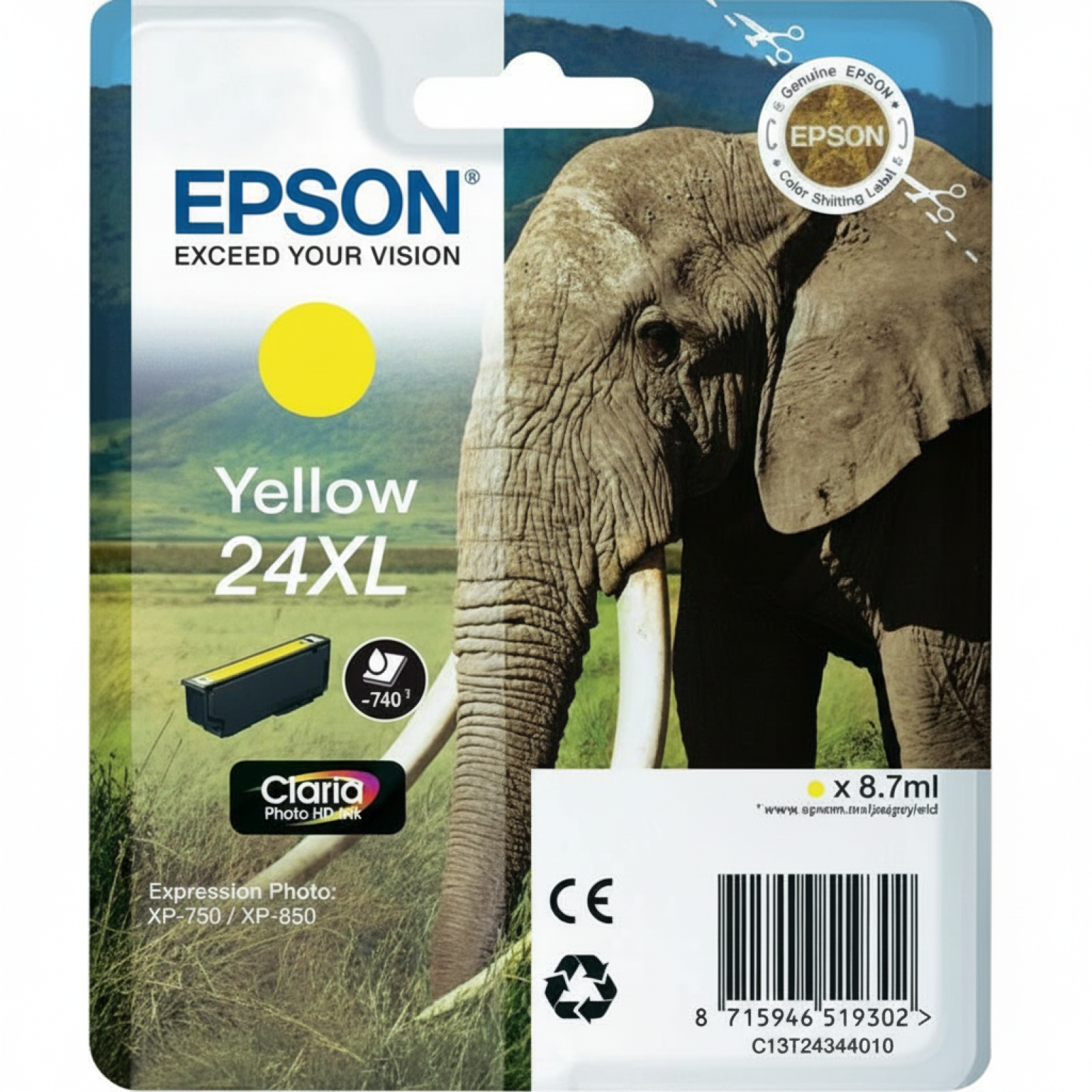 Original OEM Ink Cartridge Epson T2434 (C13T24344010) (Yellow)