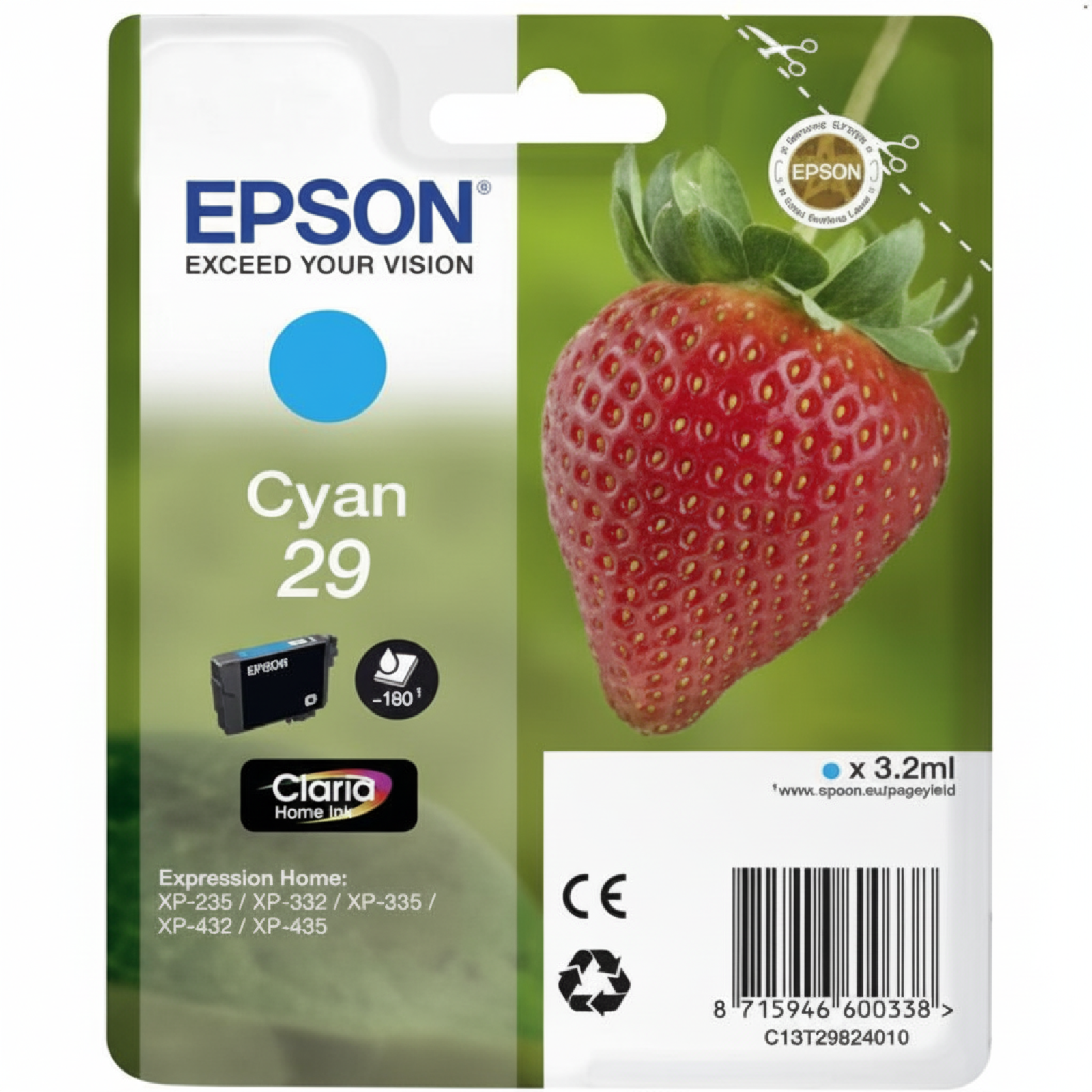 Original OEM Ink Cartridge Epson T2982 (C13T29824010) (Cyan)
