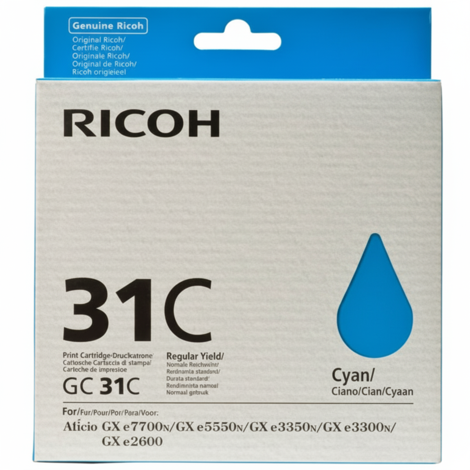Original OEM Ink Cartridge Ricoh GC-31C (405689) (Cyan)