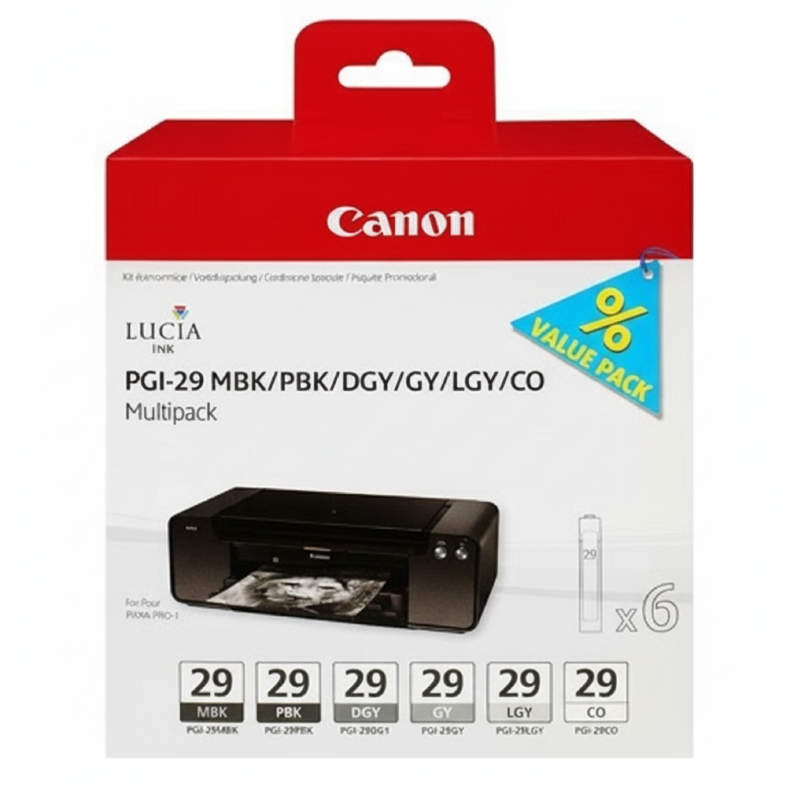 Original OEM Ink Cartridges Canon PGI-29 MBK PBK DGY GY LGY CO (4868B018) (multi pack)