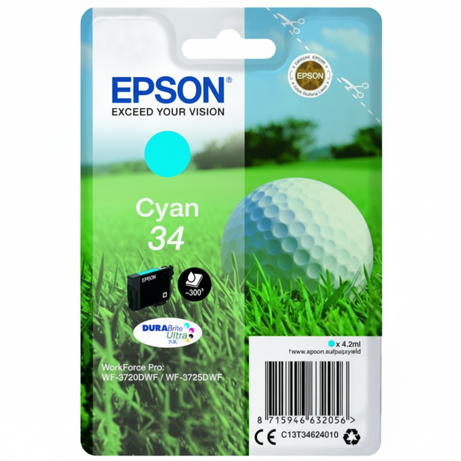 Original OEM Ink Cartridge Epson 34 (C13T34624010) (Cyan)