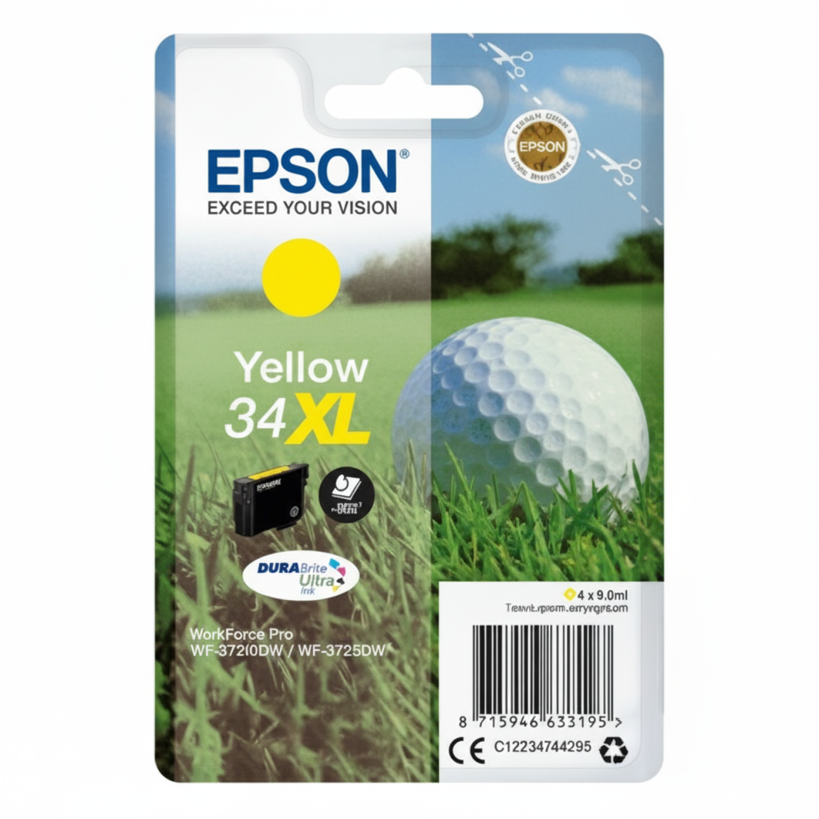 Original OEM Ink Cartridge Epson 34xl (C13T34744010) (Yellow)
