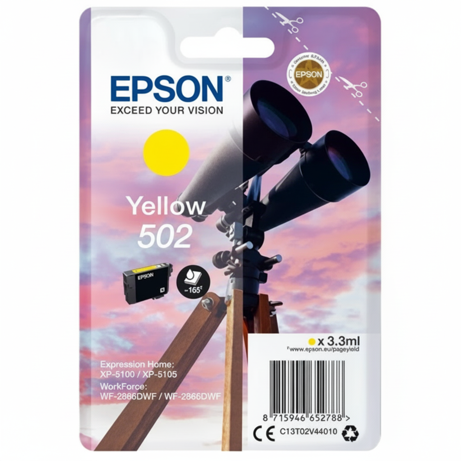 Original OEM Ink Cartridge Epson 502 (C13T02V44010) (Yellow)