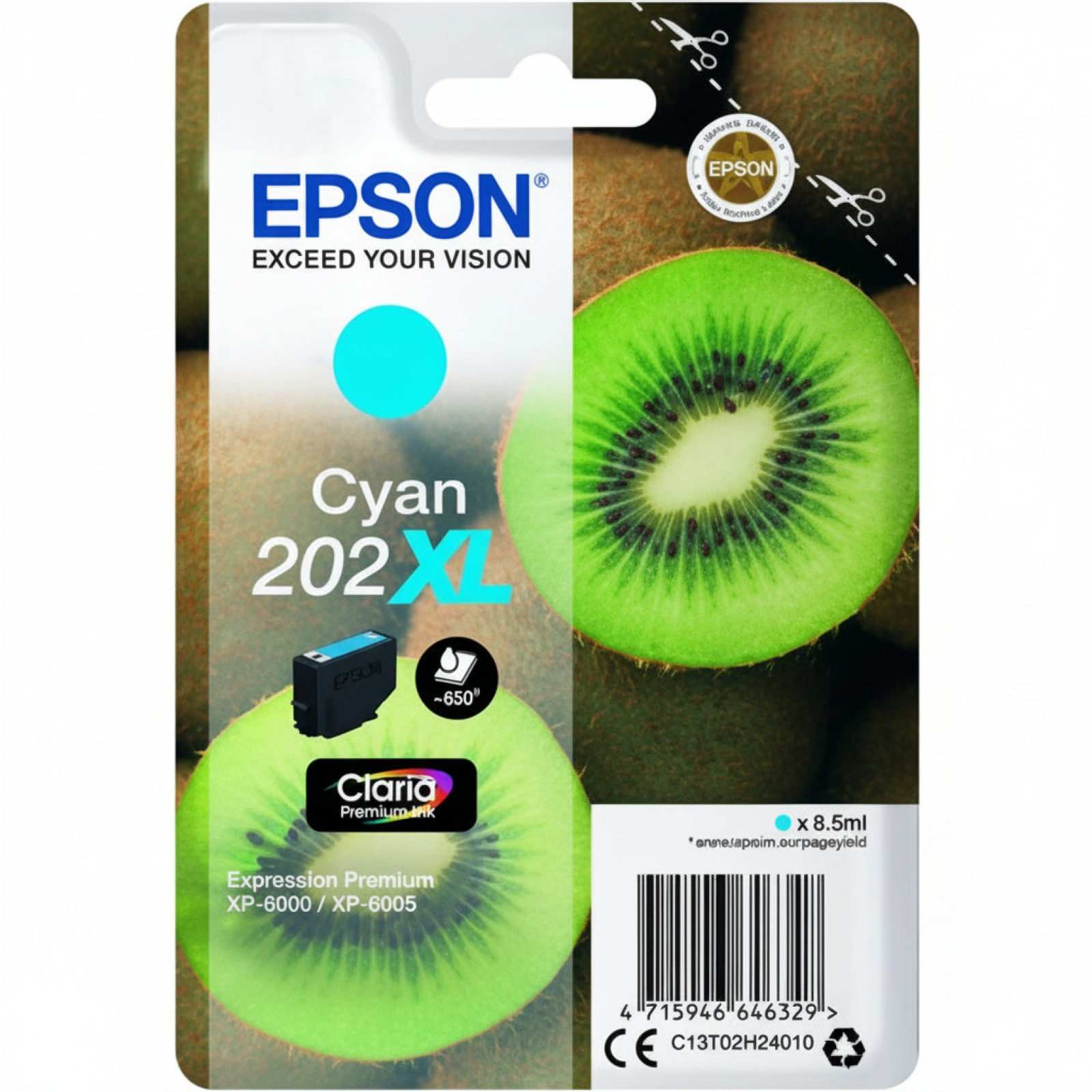 Original OEM Ink Cartridge Epson 202 XL (C13T02H24010) (Cyan)