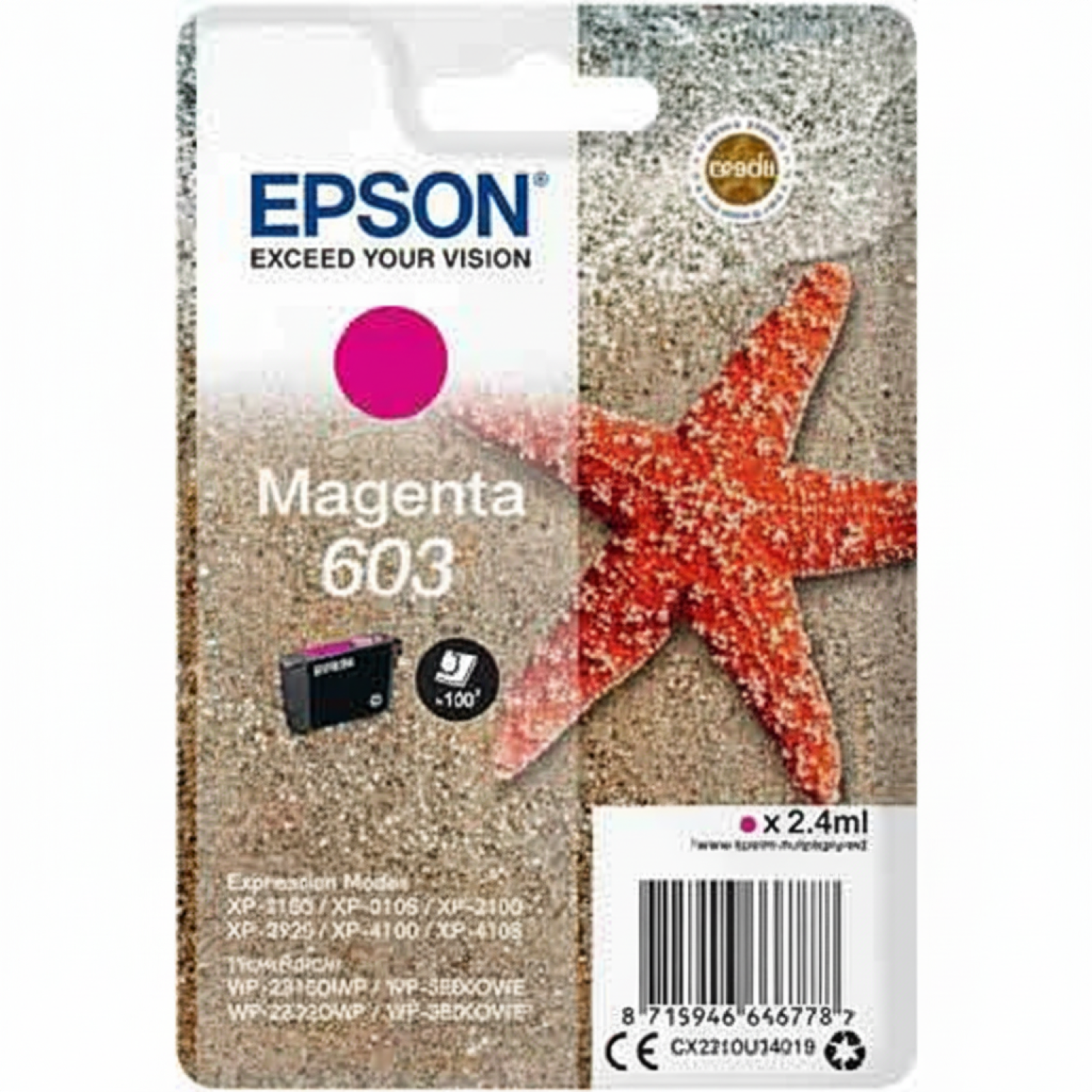 Original OEM Ink Cartridge Epson 603 (C13T03U34020) (Magenta)