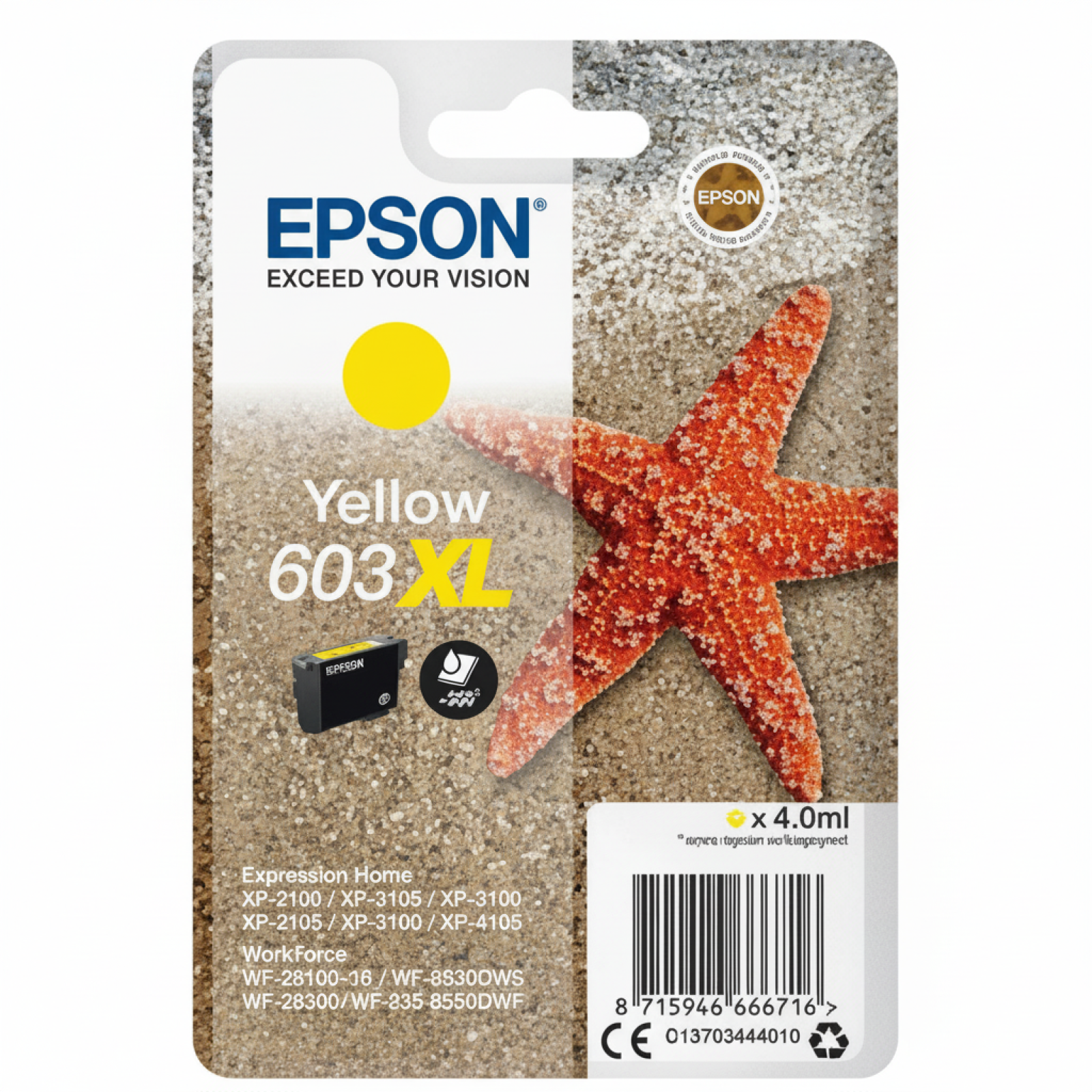 Original OEM Ink Cartridge Epson 603 XL (C13T03A44010) (Yellow)