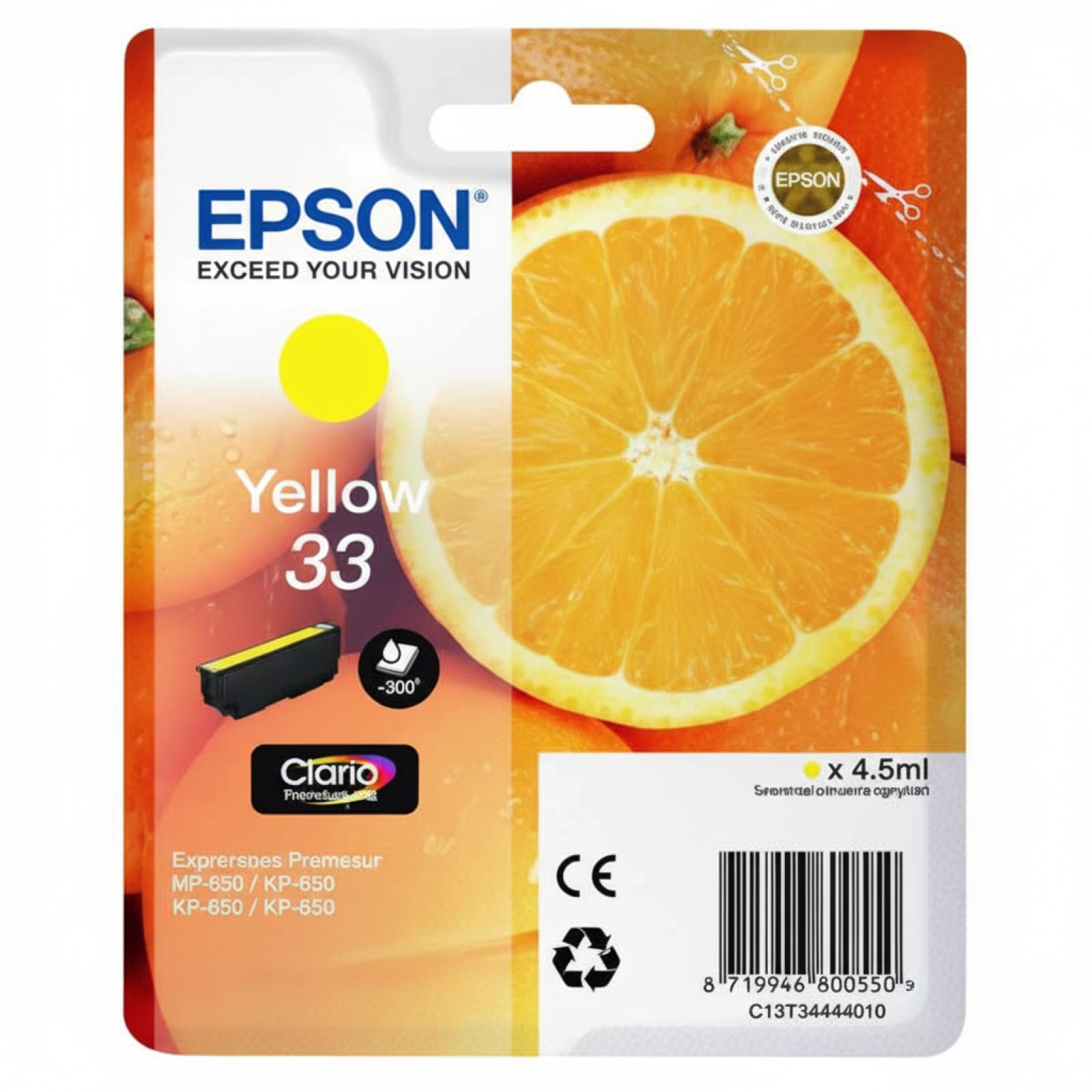 Original OEM Ink Cartridge Epson T3344 (C13T33444012) (Yellow)