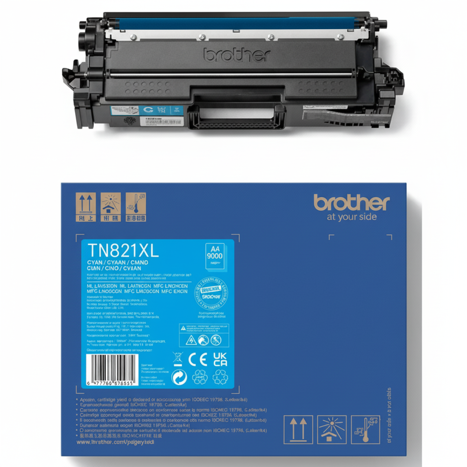 Original OEM Toner Brother TN-821XLC (TN821XLC) (Cyan)