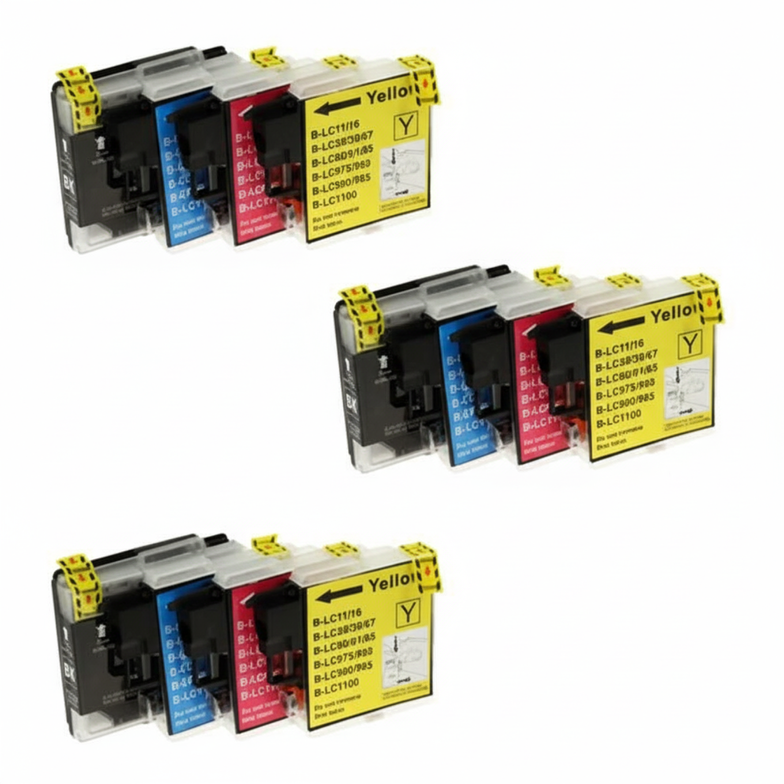 3x Compatible Ink Cartridges LC-1100 CMYK for Brother (LC1100VALBP) (multi pack)