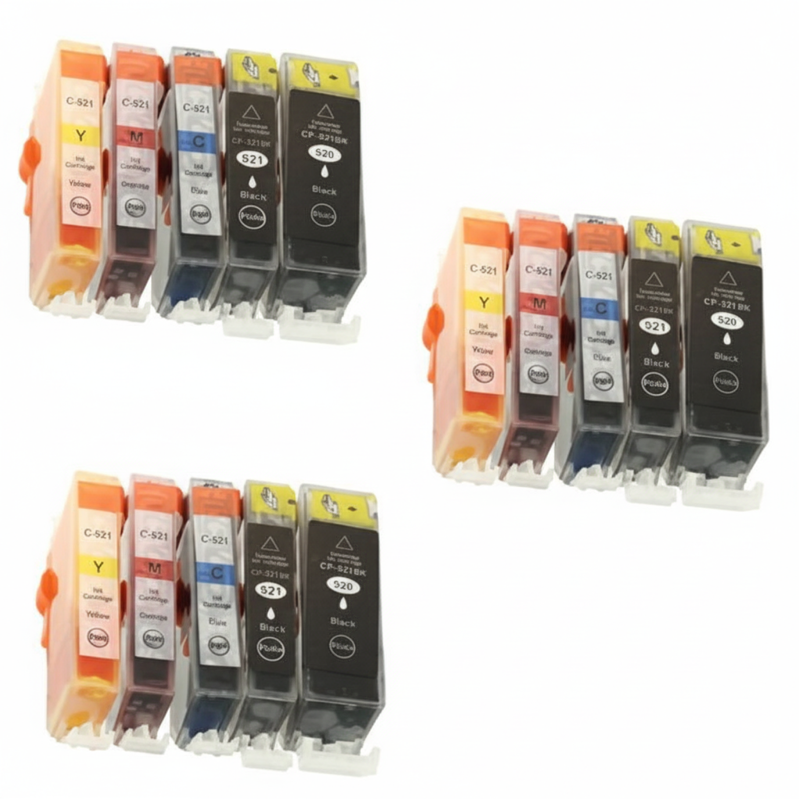 3x Compatible Ink Cartridges PGI-520 BK CLI-521 CMYK for Canon (DT-AC-521 K T) (multi pack)